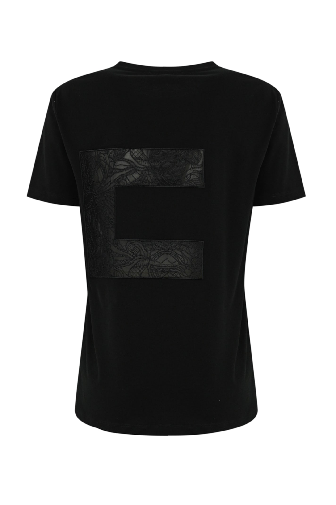 Elisabetta Franchi Jersey T-shirt With Macro Voile Logo In Black