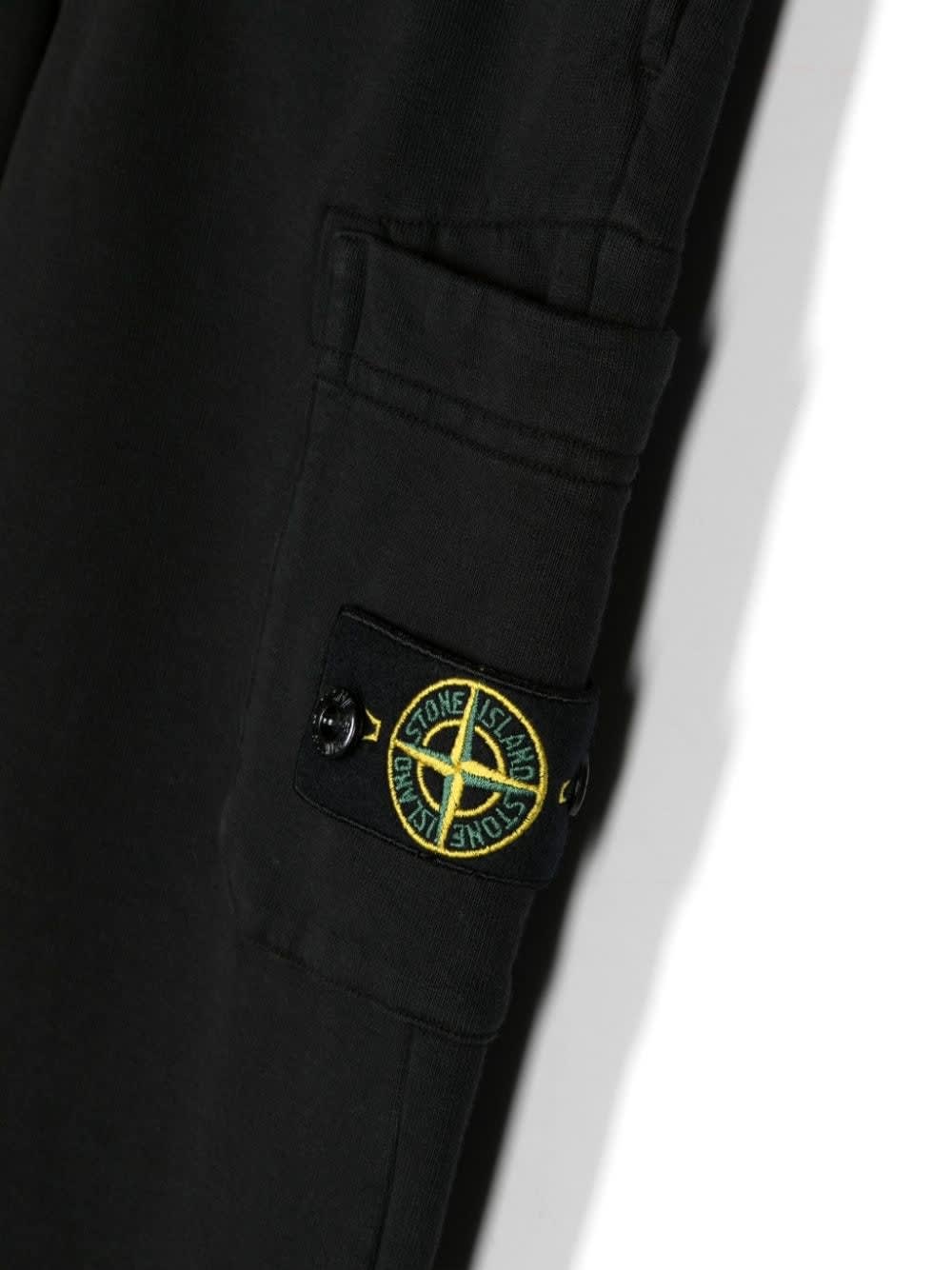 Shop Stone Island Junior Black Joggers With Logo Patch