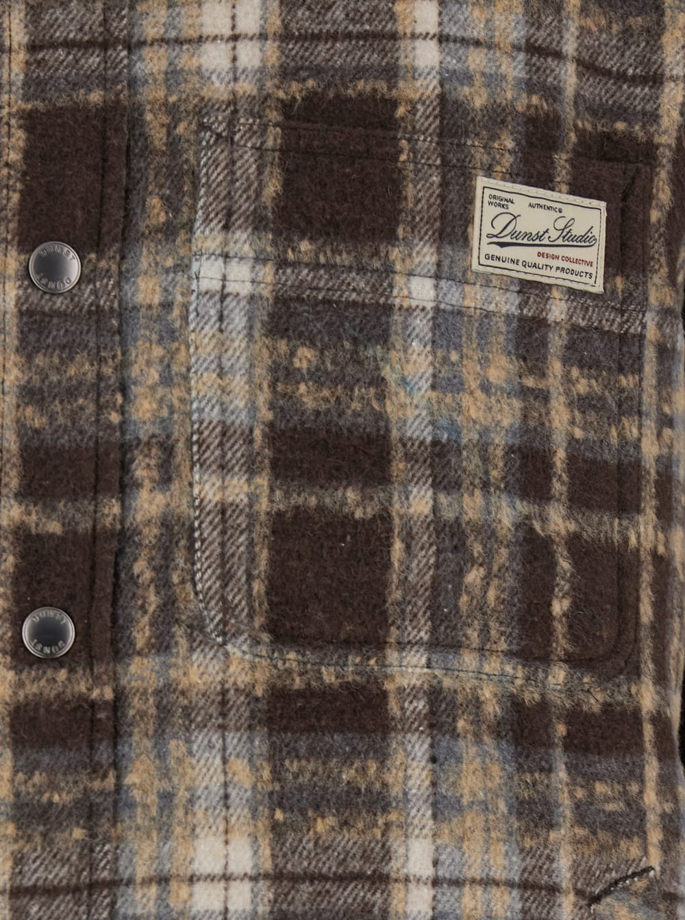 Dunst Unisex Quilted Check Flannel Shirt In Brown