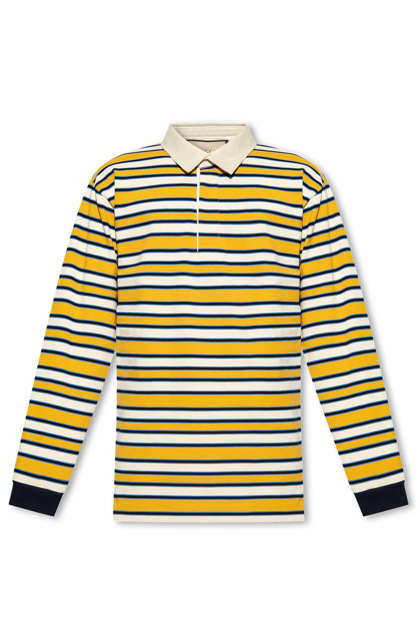 Gucci Polo Shirt With Long Sleeves In Yellow