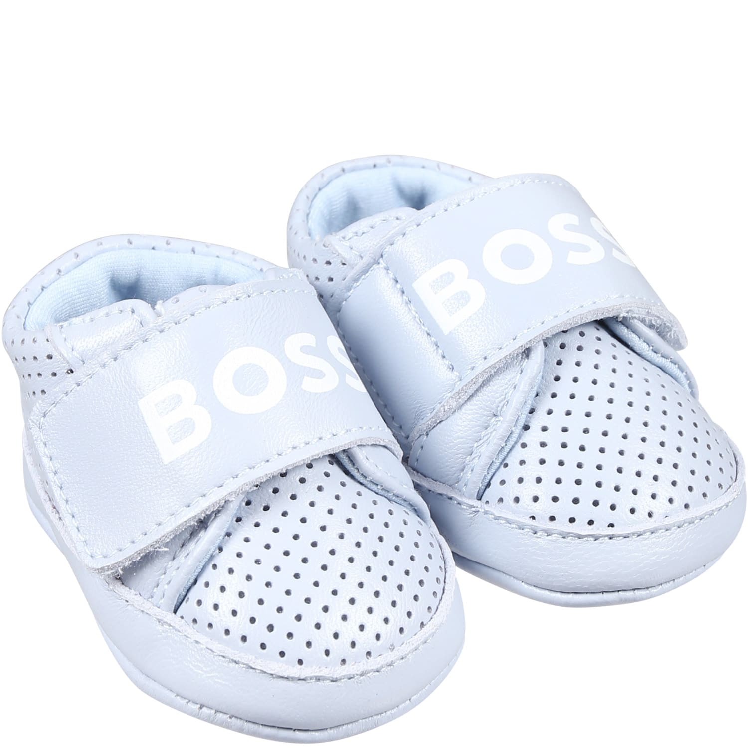 Shop Hugo Boss Sneakers Celesti Per Neonato Con Logo In Light Blue