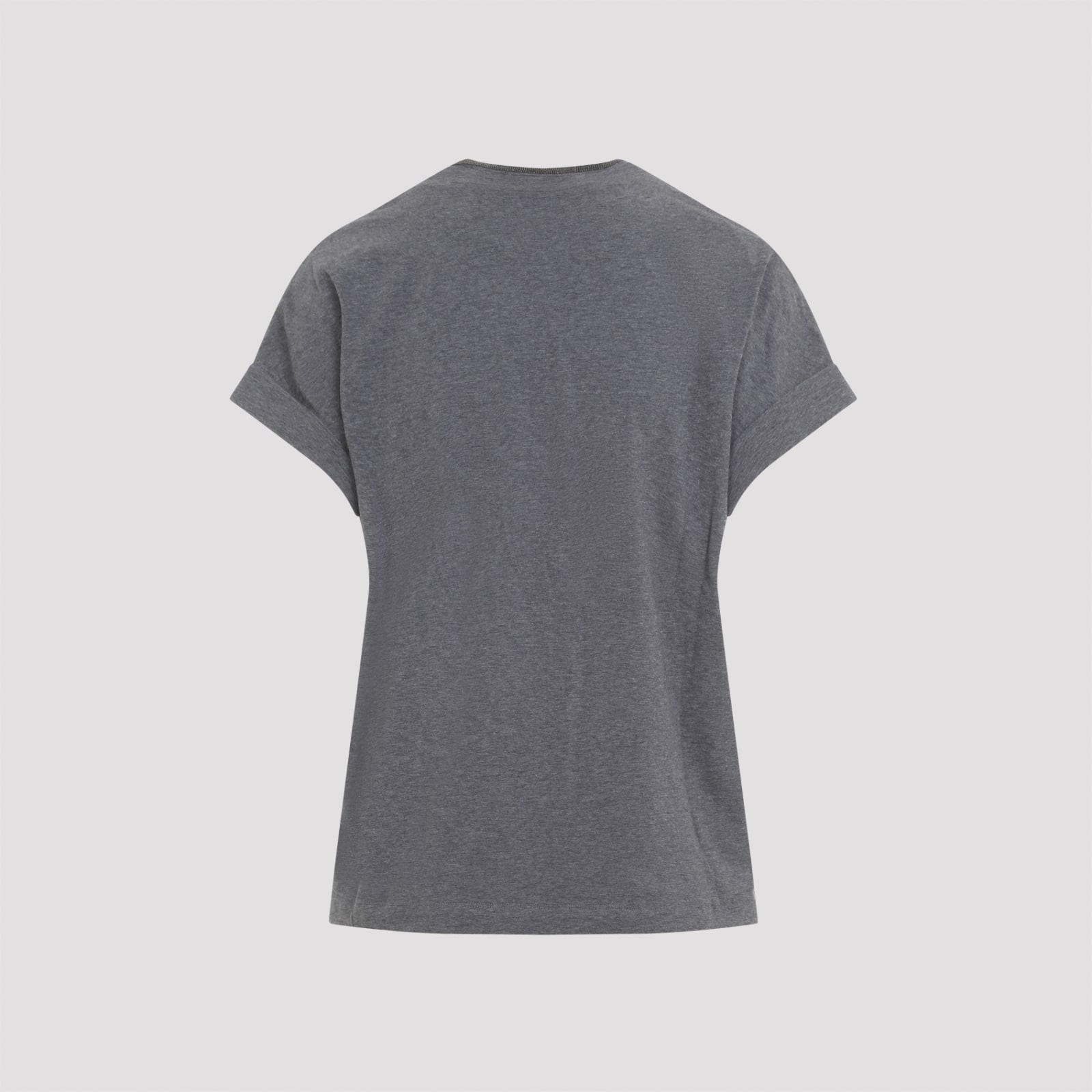 Shop Brunello Cucinelli V-neck Monile T-shirt In Grigio Scuro