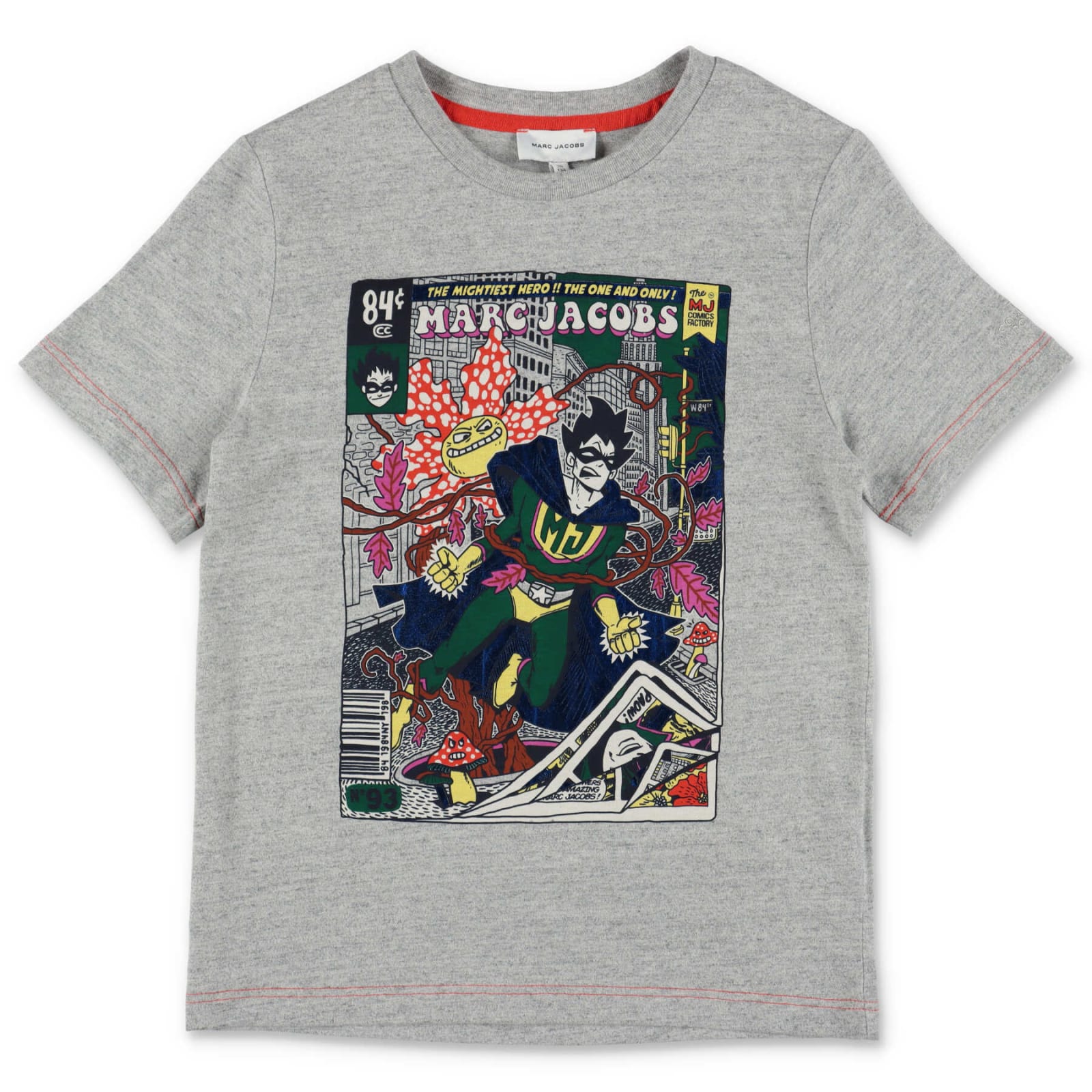 Little Marc Jacobs Marc Jacobs T-shirt Grigia The Comic Tee In Jersey Di Cotone