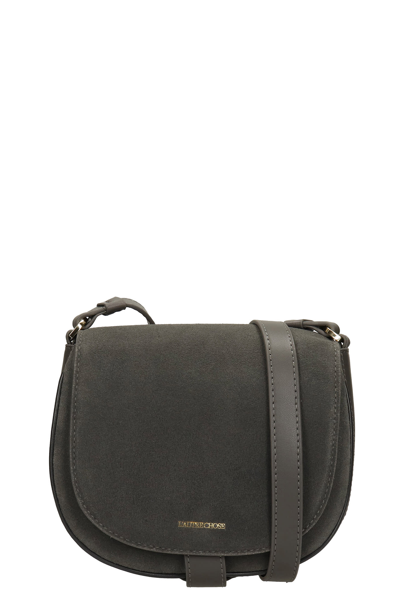 LAutre Chose Shoulder Bag In Grey Suede And Leather