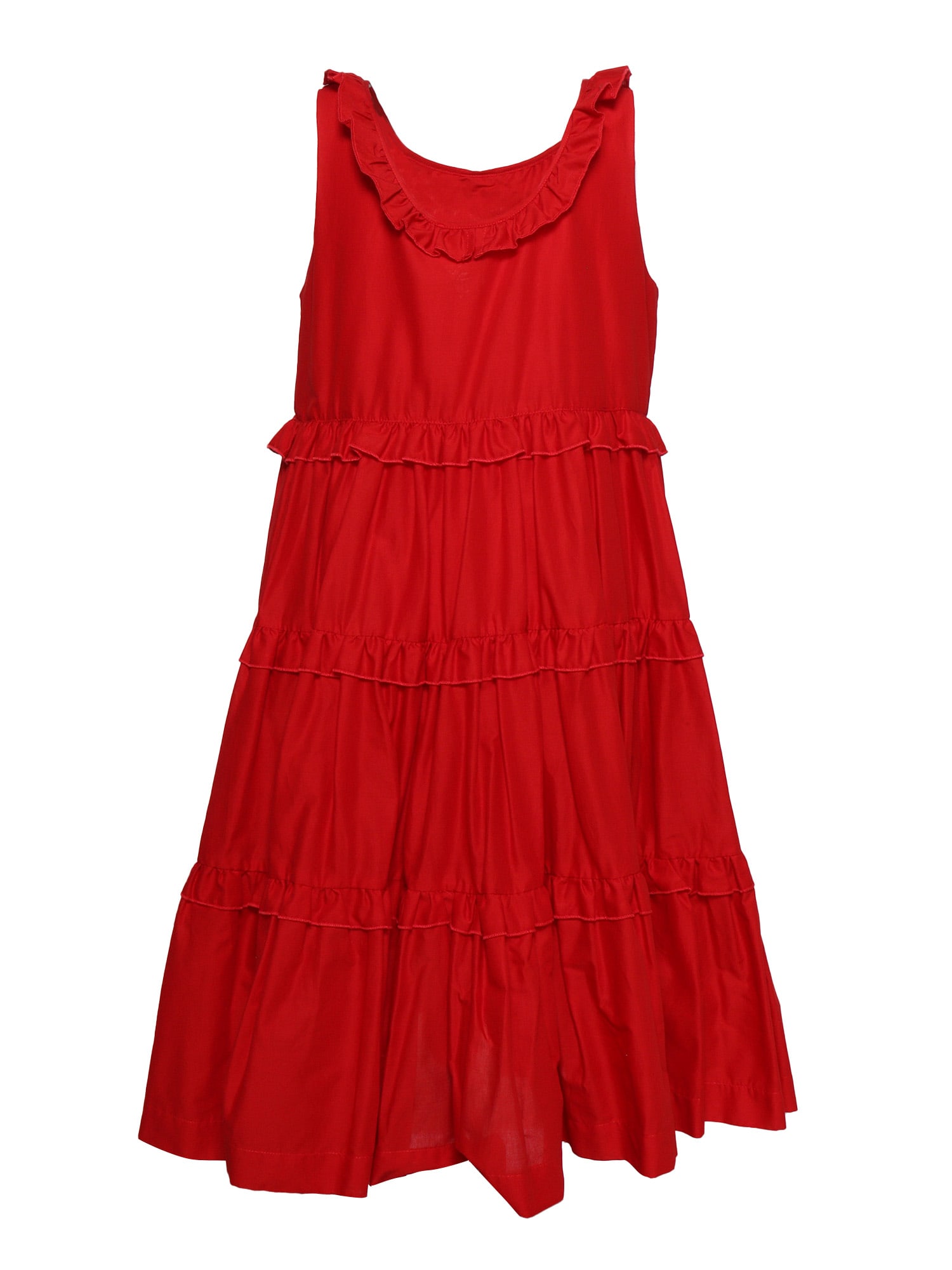 Shop Monnalisa Flared Flounced Dress In Red