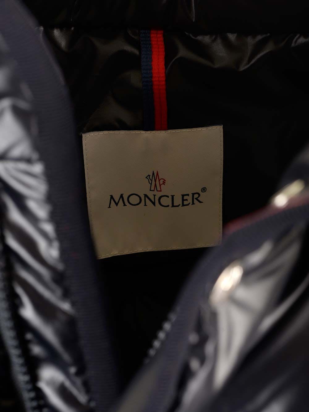 Shop Moncler Short Down Jacket Gourette In Blue