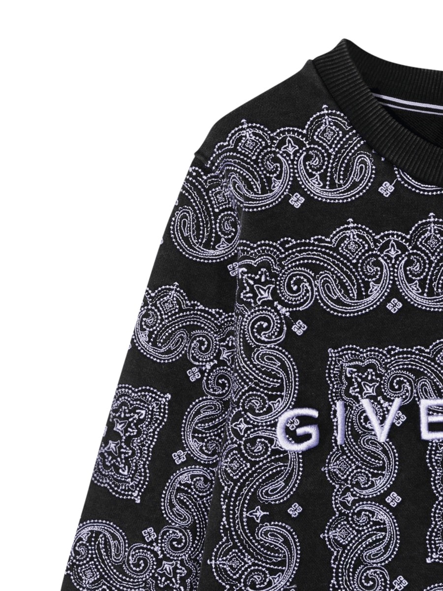 Givenchy Crewneck Sweatshirt Patterned Print And Logo In Black
