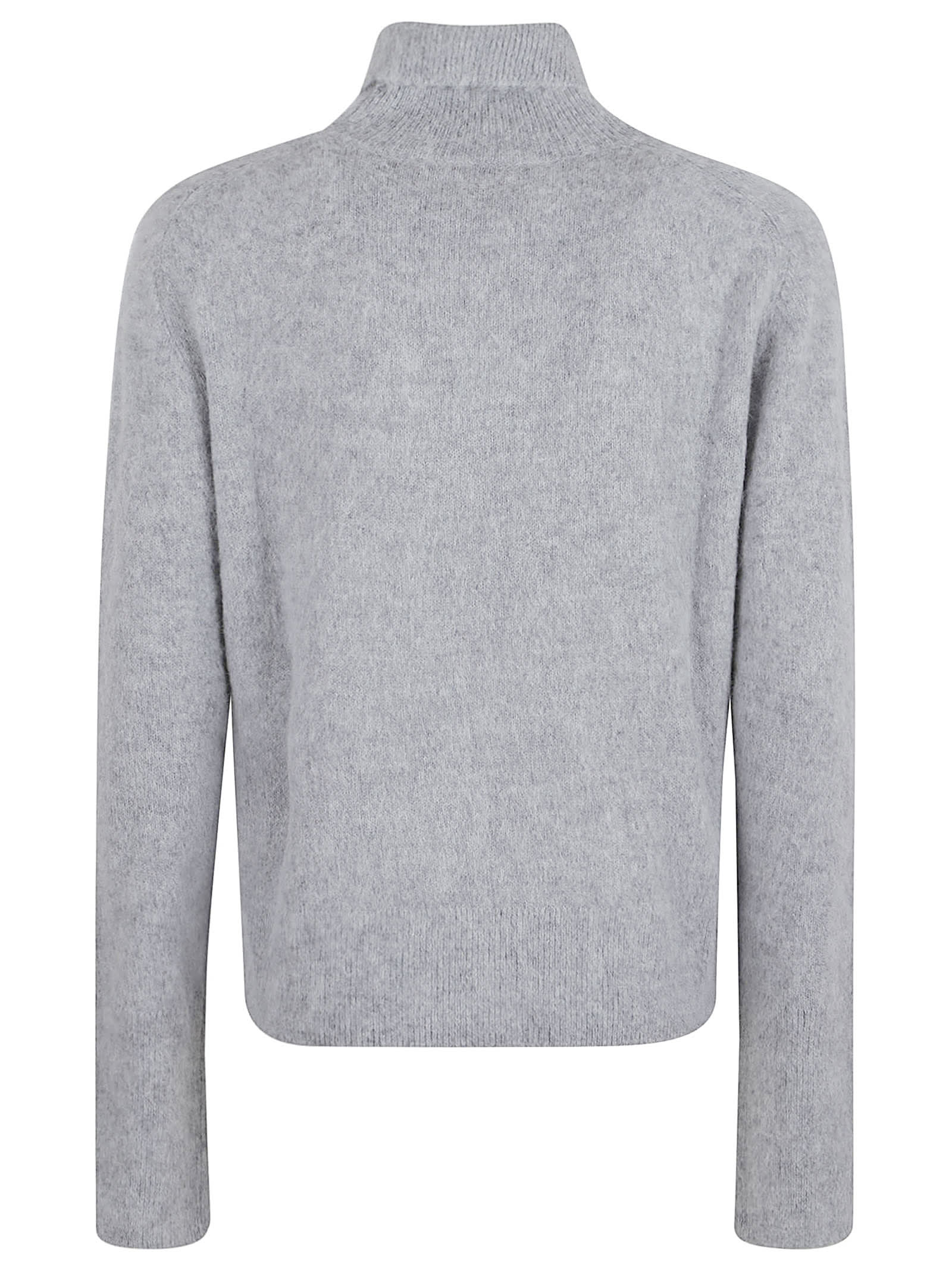 Victoria Beckham High Neck Fuzzy Texture Sweater In Gray