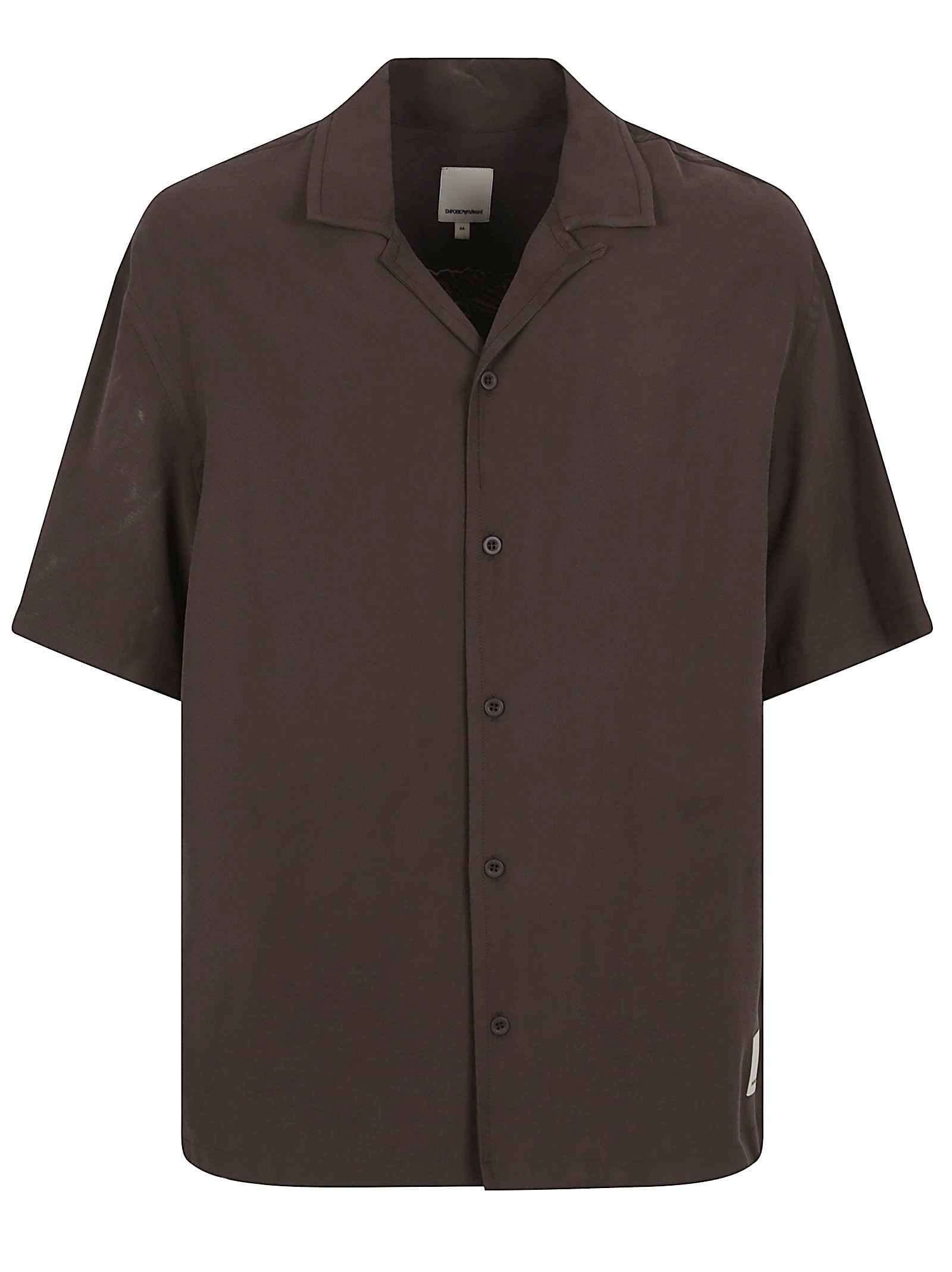 Emporio Armani Camicia In Misto Modal Marrone  Uomo