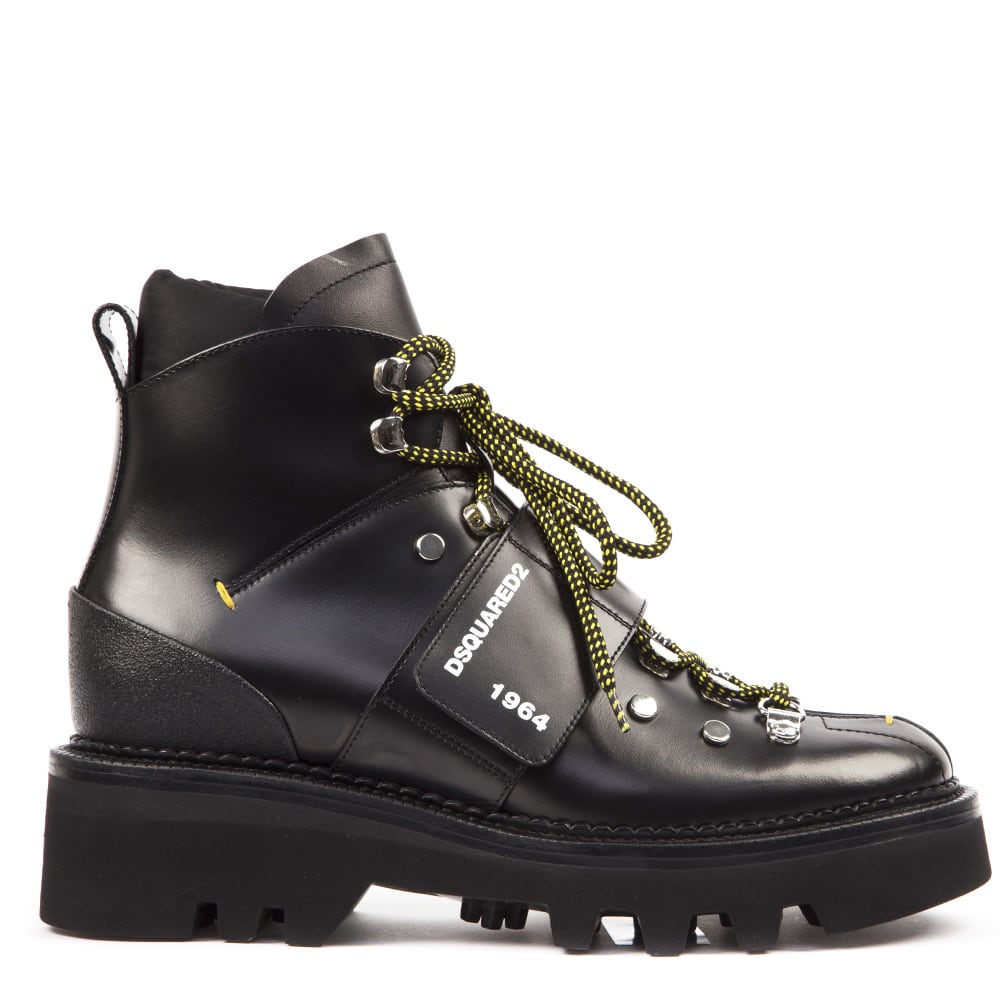 Dsquared2 Black Hector Leather Army Boot