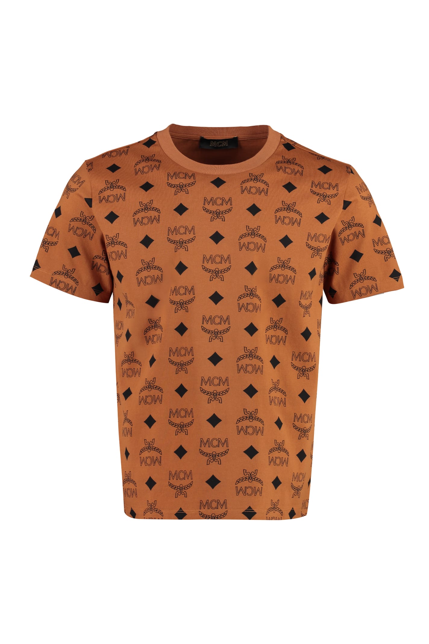 Mcm Cotton Crew-neck T-shirt In Brown