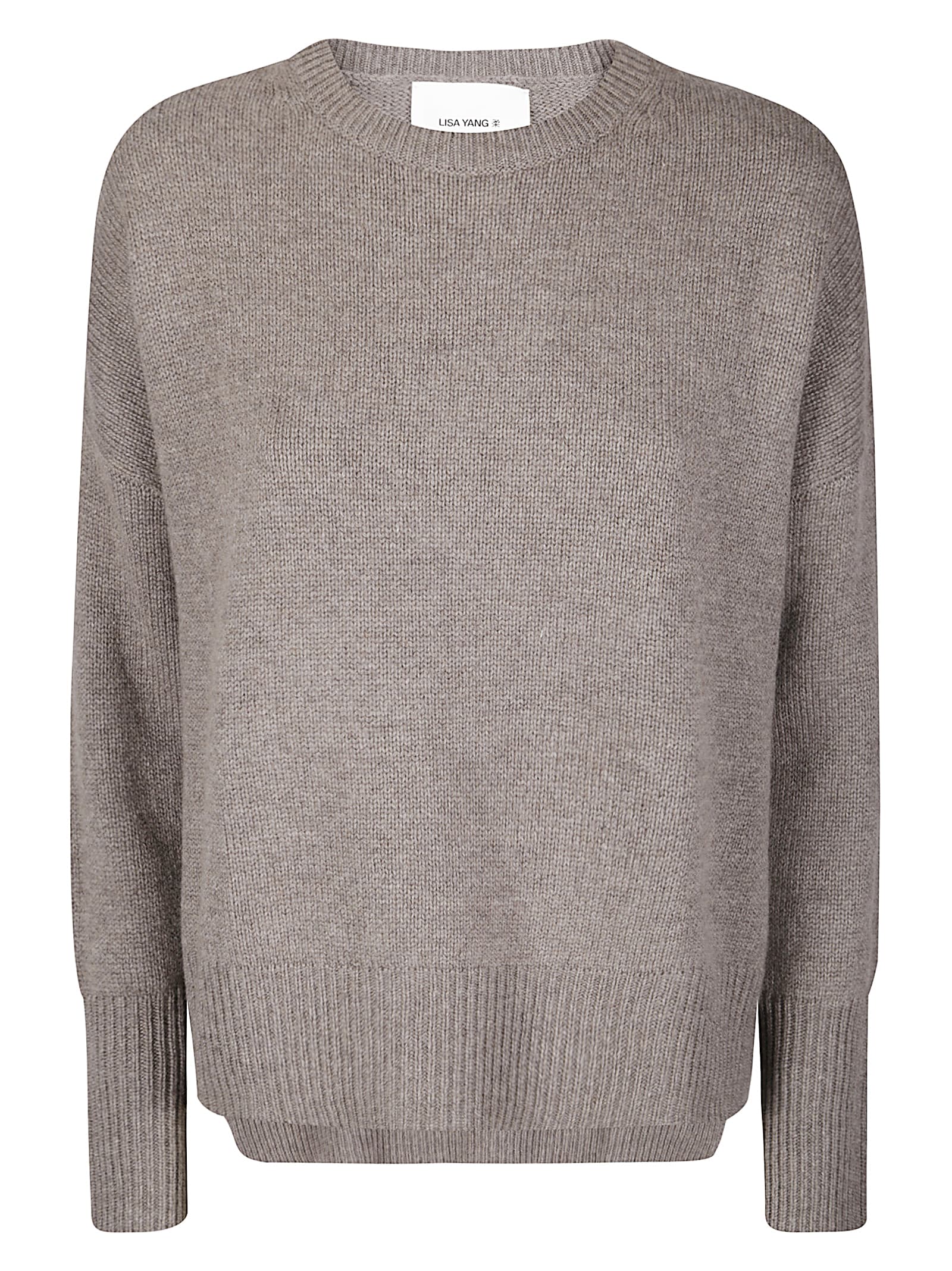 Lisa Yang Cashmere Knit Sweater With Contrast Trim And Oversized Fit In Brown