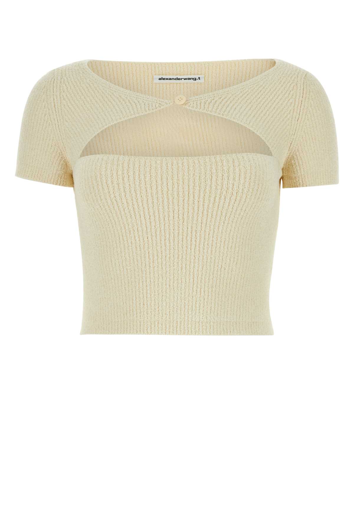 Shop Alexander Wang T Ivory Stretch Cotton Blend Top In Vanillaice