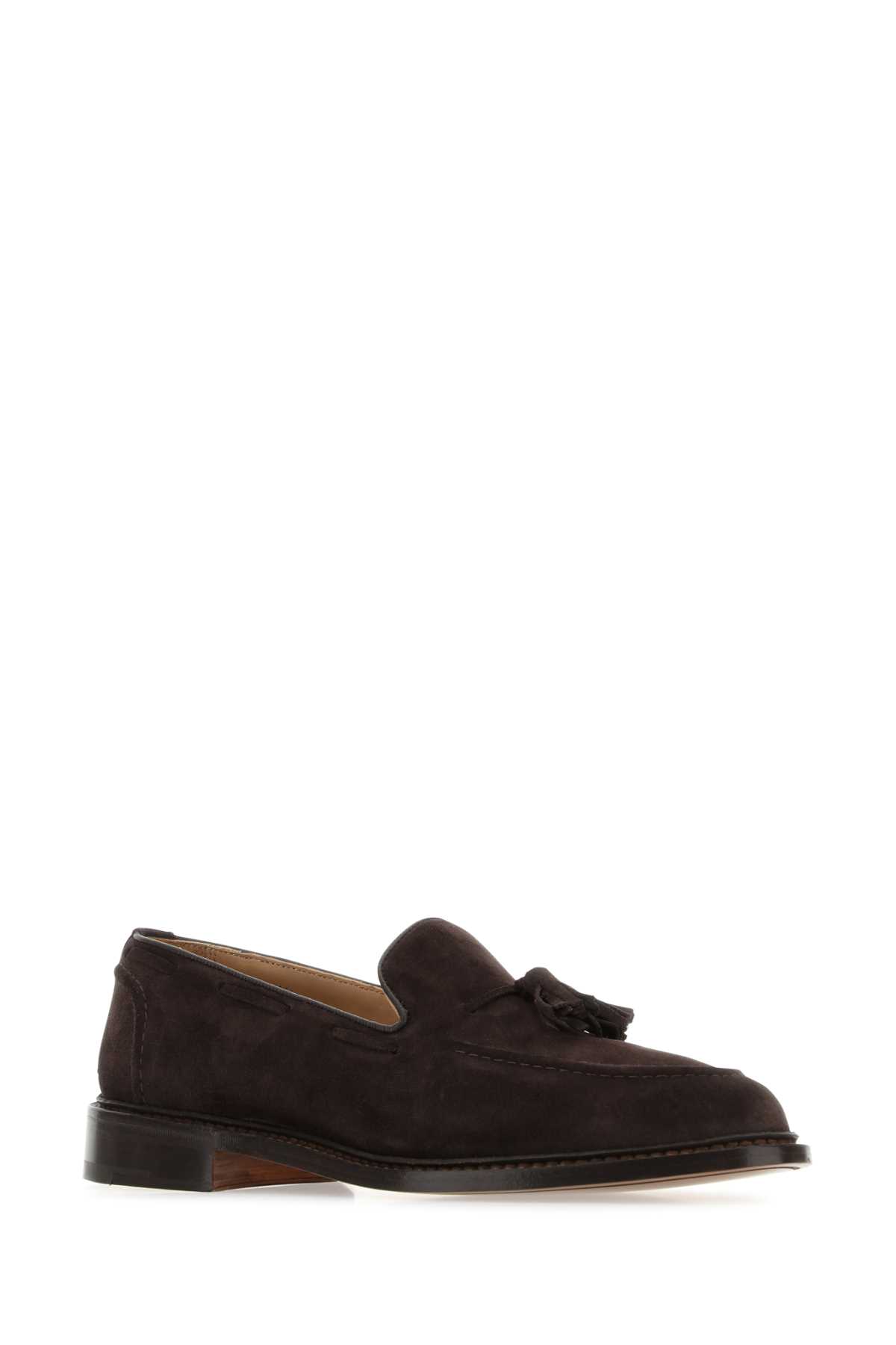 Shop Tricker's Brown Suede Elton Loafers In Coffee