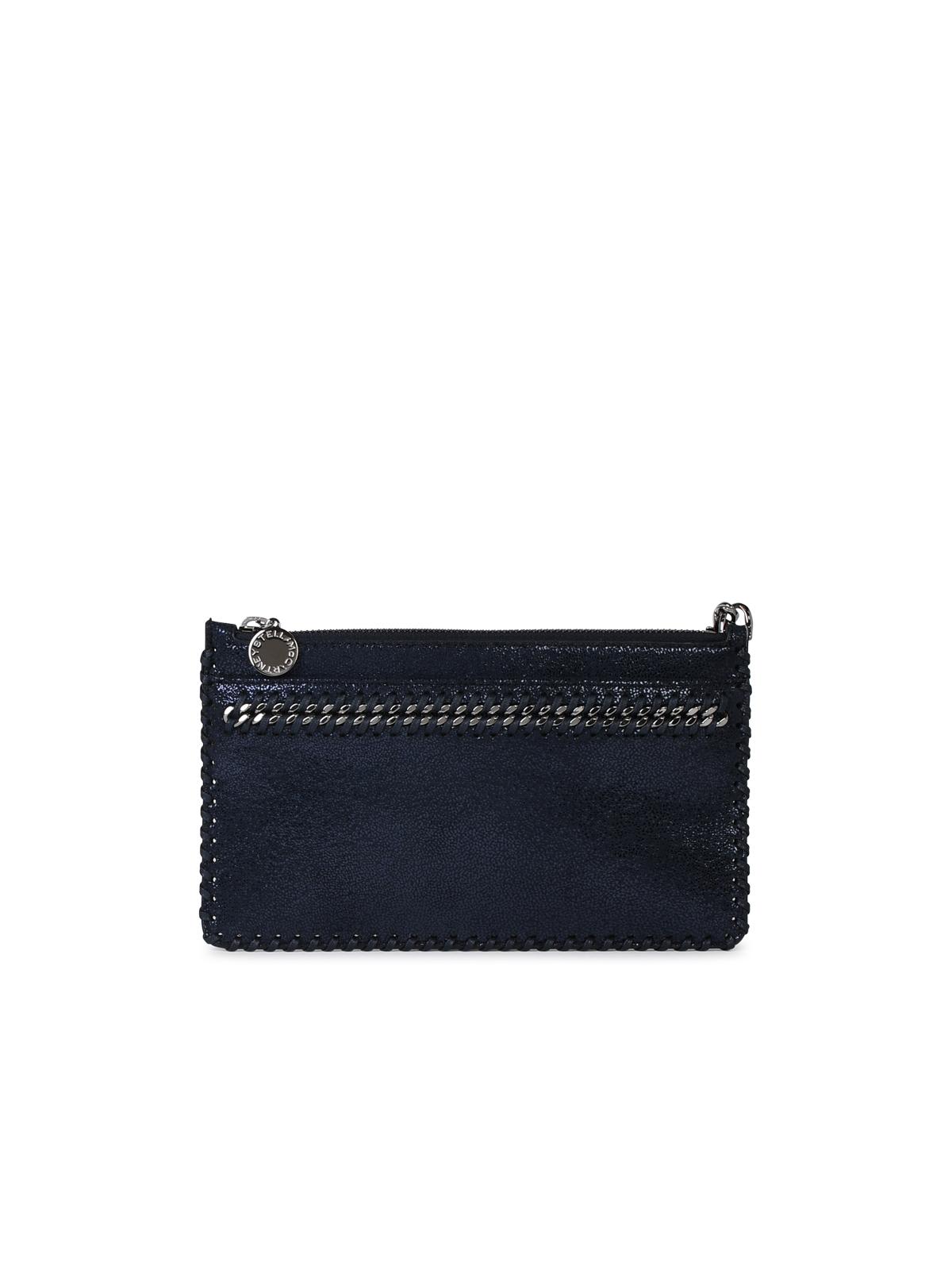 Shop Stella Mccartney Blue Recycled Polyester Falabella Mini Clutch Bag