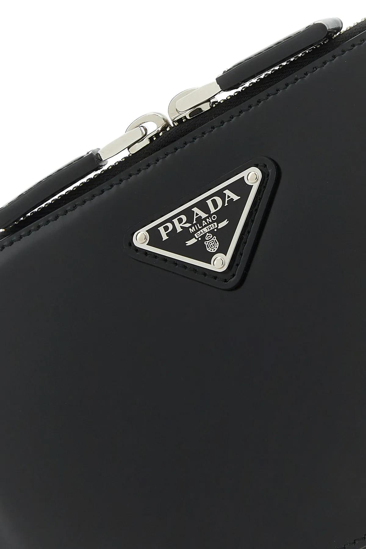 Shop Prada Black Leather Brique Crossbody Bag In Nero