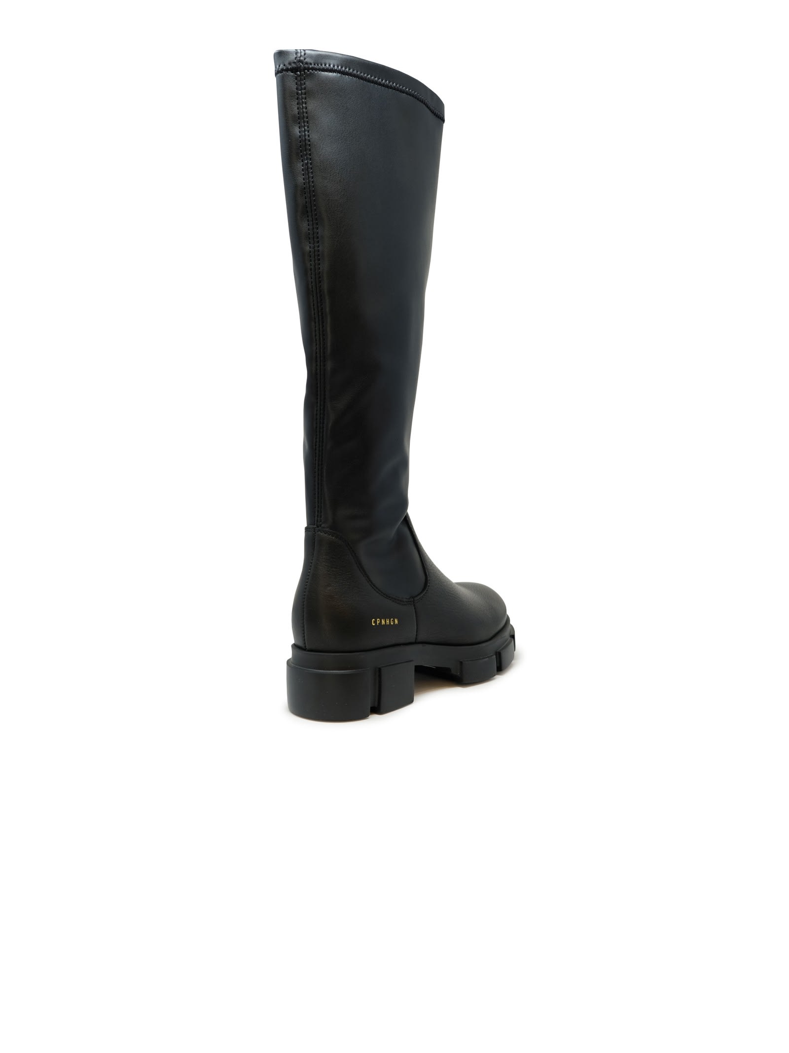 Copenhagen Black Vegan Leather Stretch Boots In Black