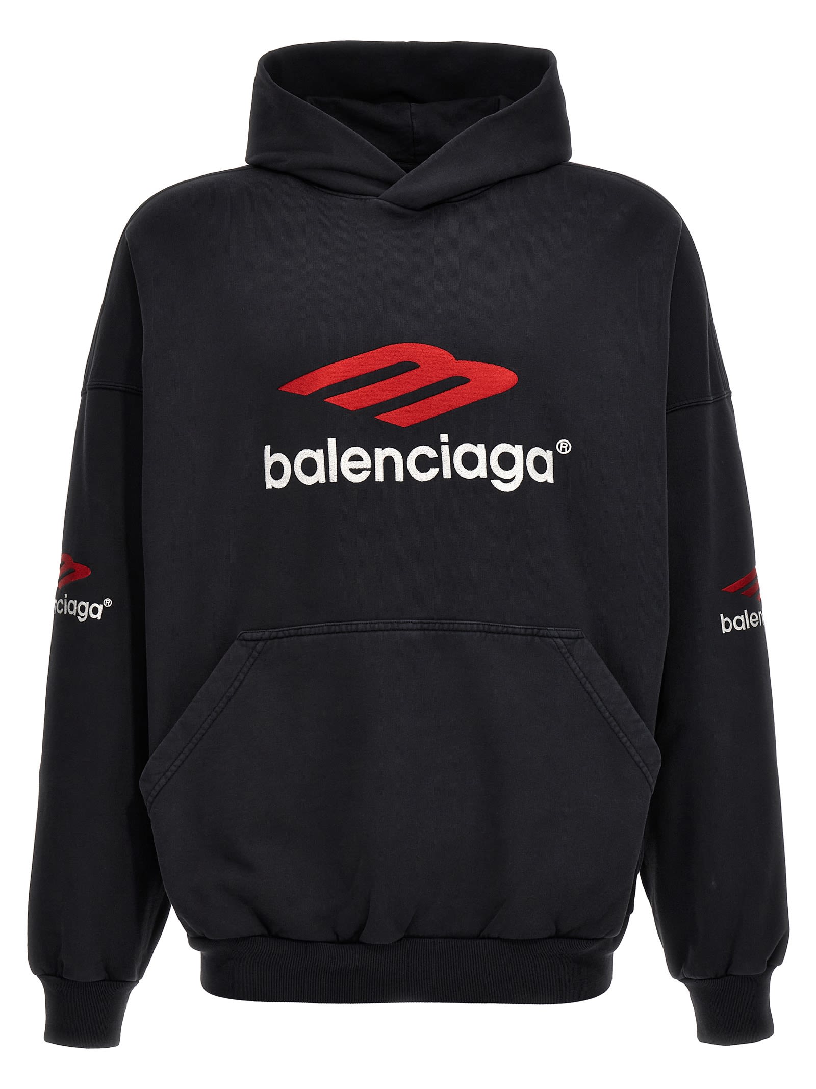 Balenciaga 3b Sports Icon Hoodie In Black