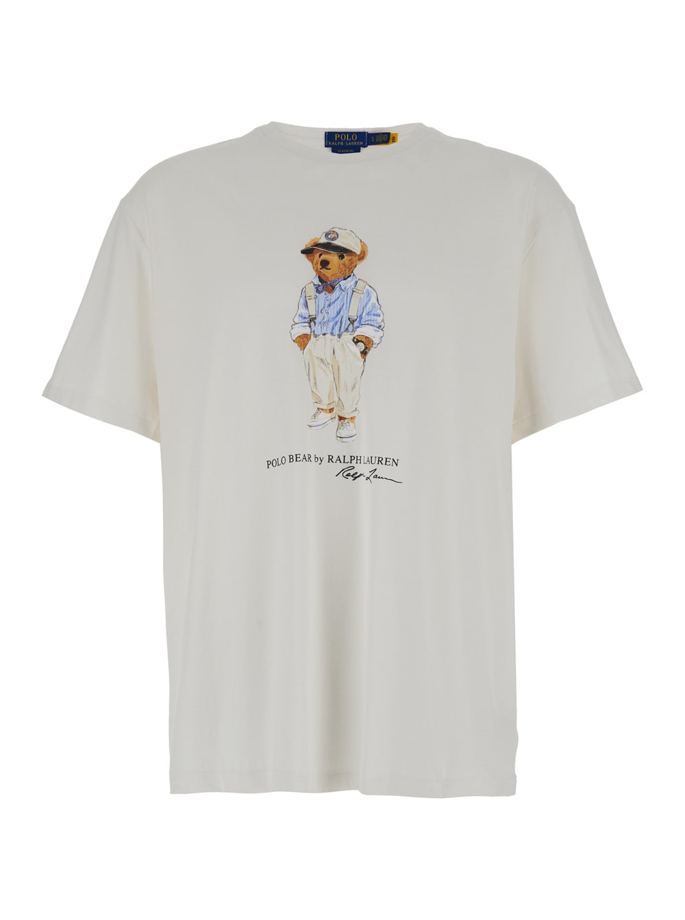 Shop Polo Ralph Lauren White T-shirt With Logo Teddy Bear In Cotton Man