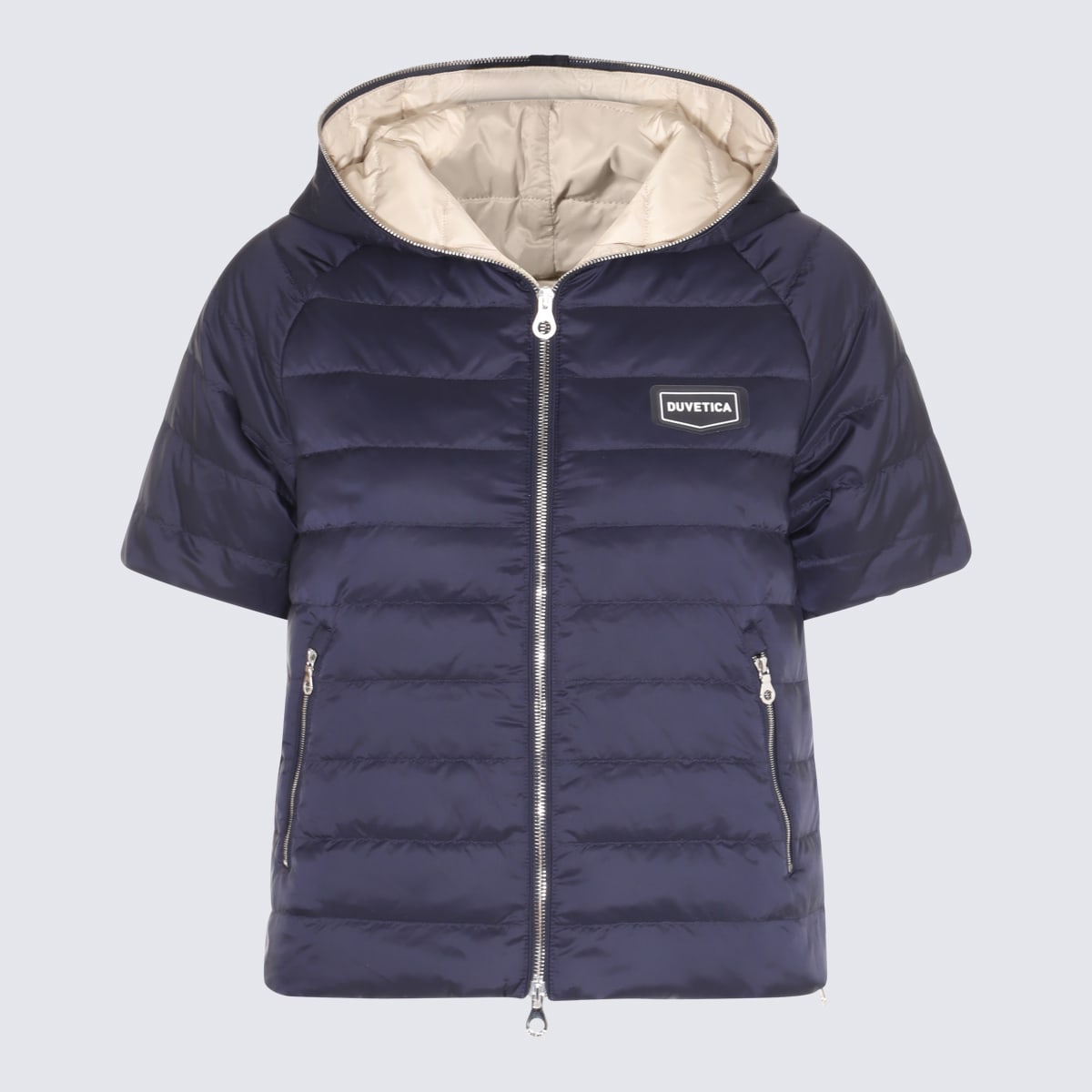 Navy Blue And Cream Down Jacket