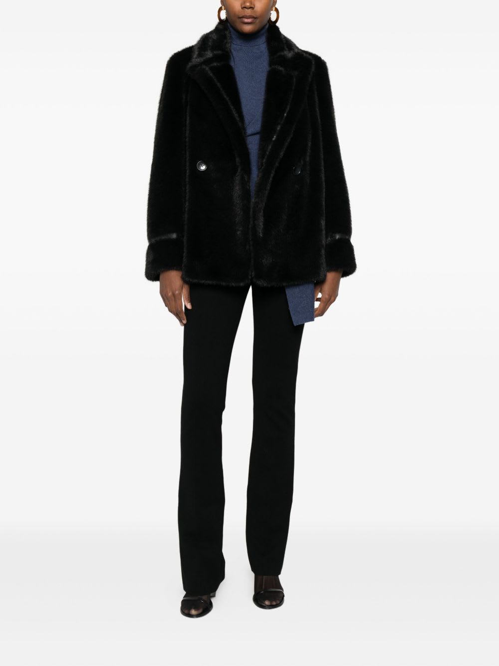 Twinset Coats Black In Black