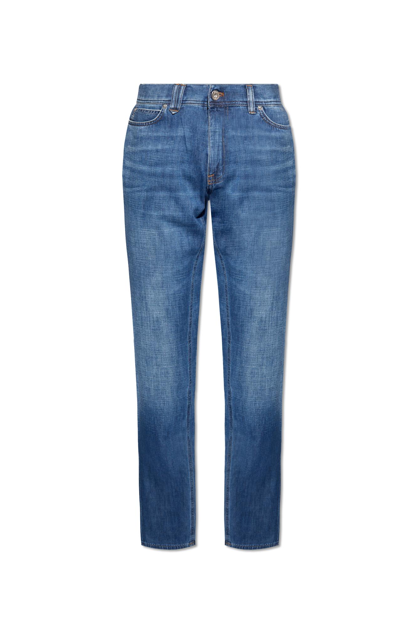 Shop Brioni Jeans With Straight Legs In Azure