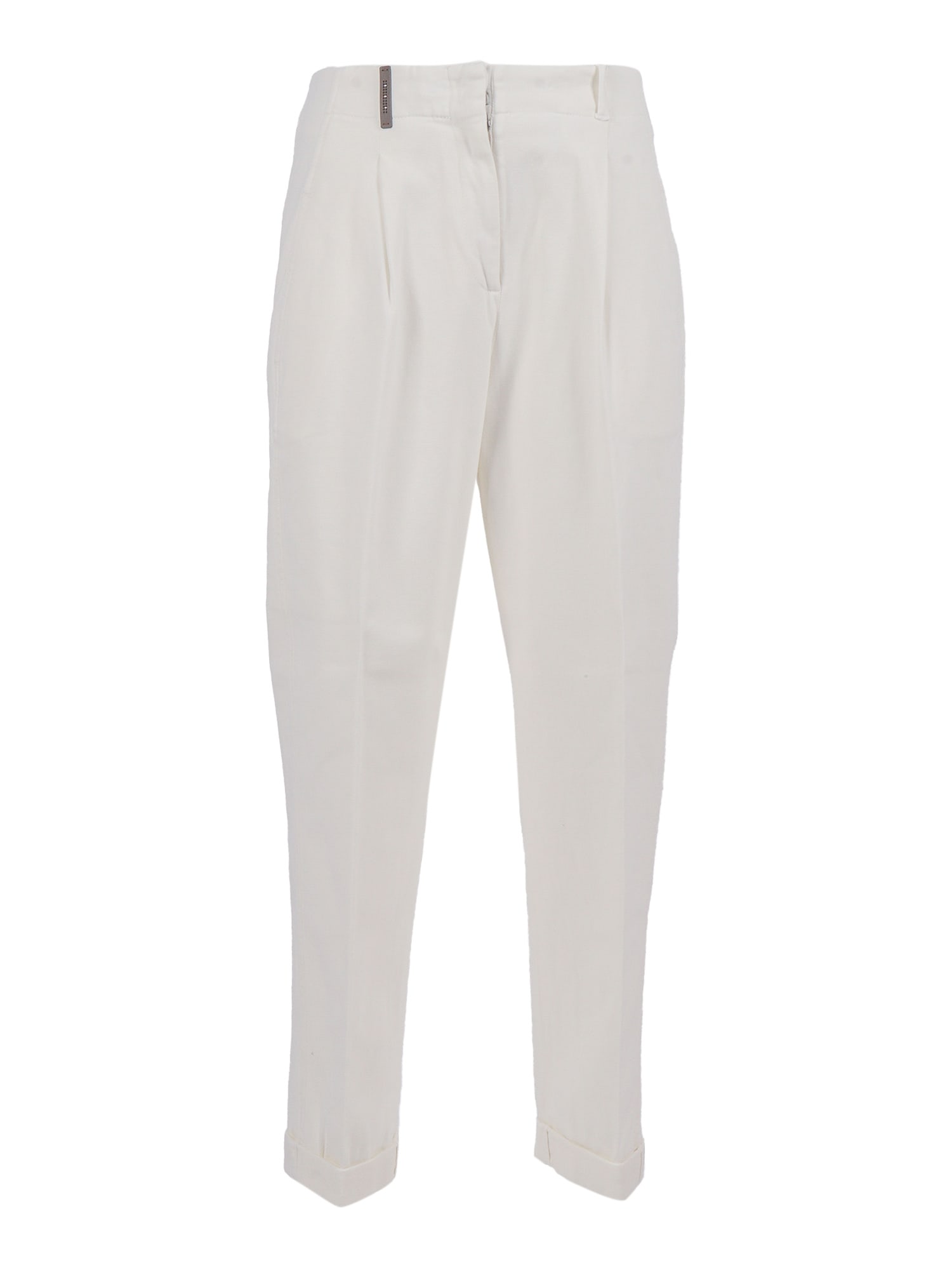 Peserico Cropped Trousers With Tapered Leg In White