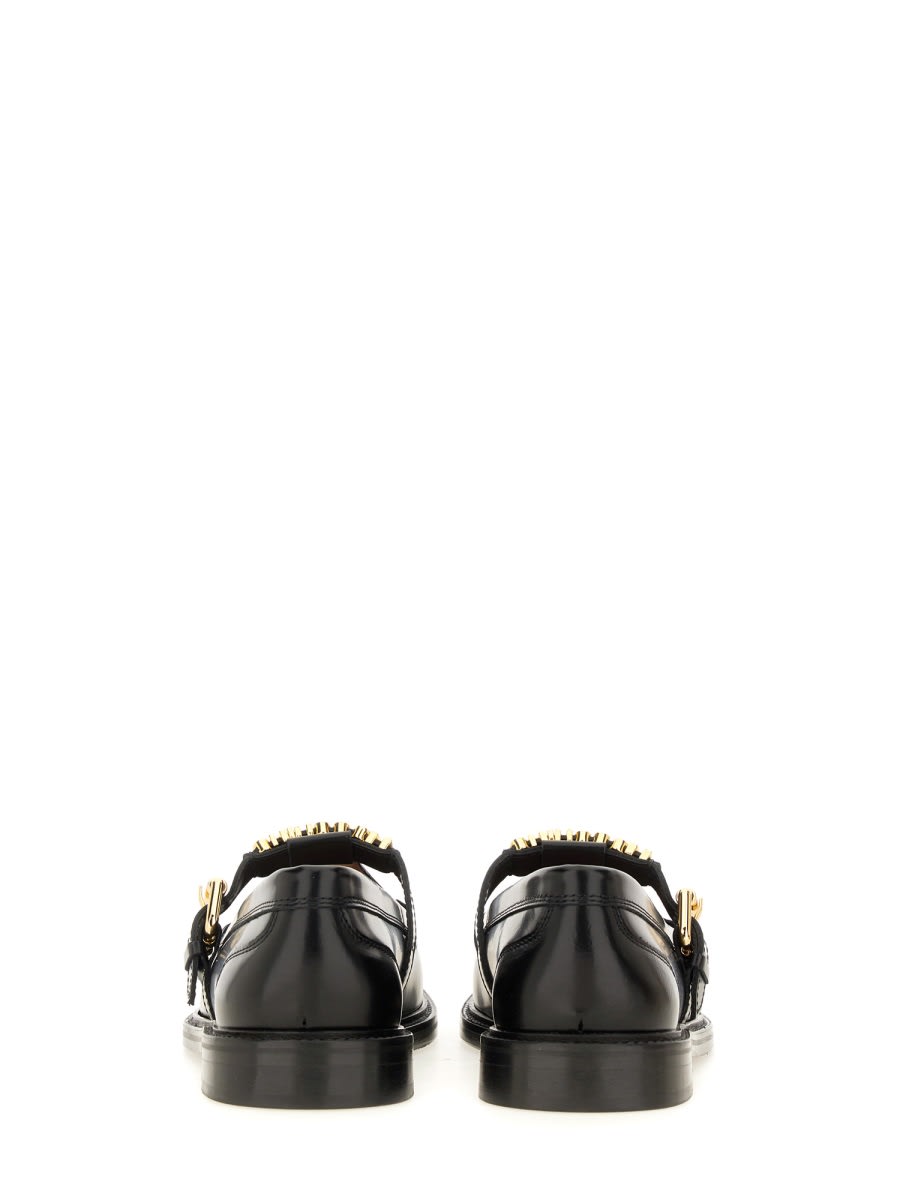 Shop Moschino Leather Loafer In Black