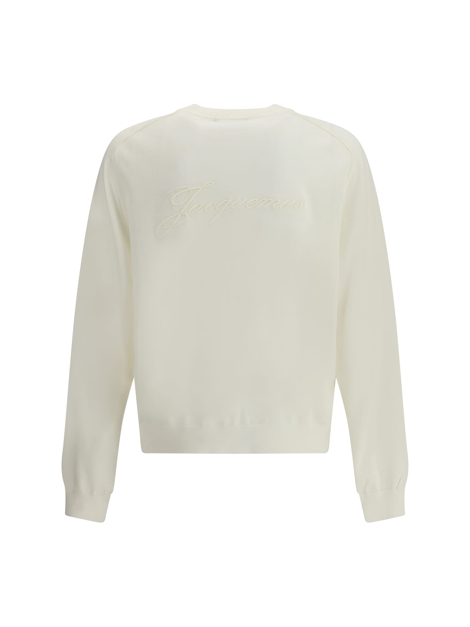 Jacquemus Embroidered-detail Crew Neck Jumper In White
