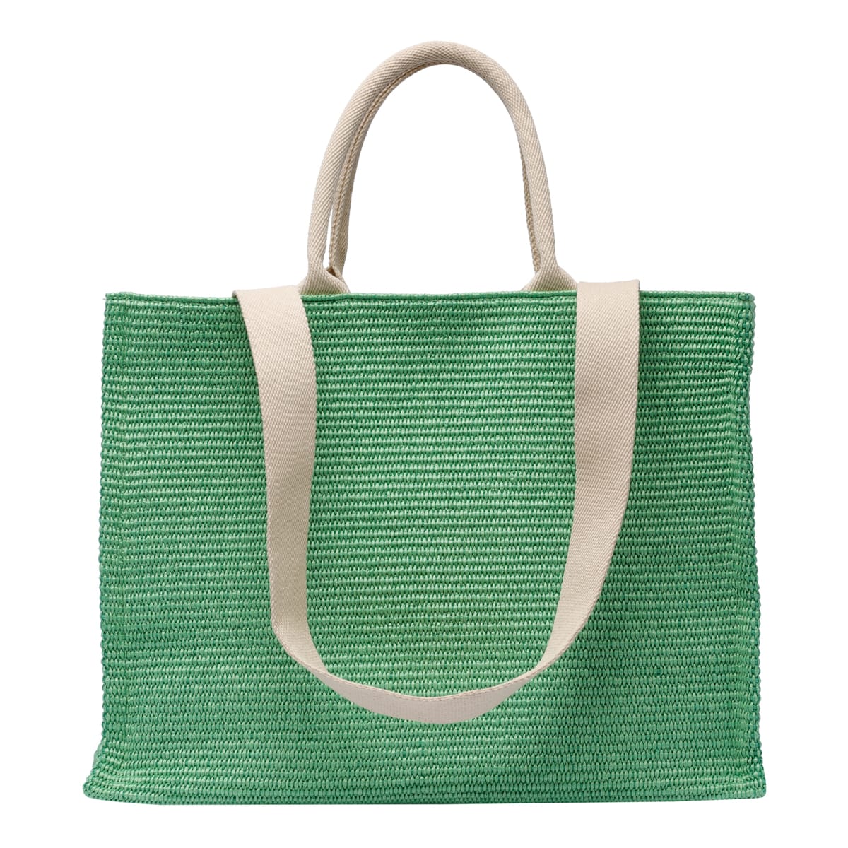 Shop Marni Fabric Rafia Effect Shopping Bag In Green