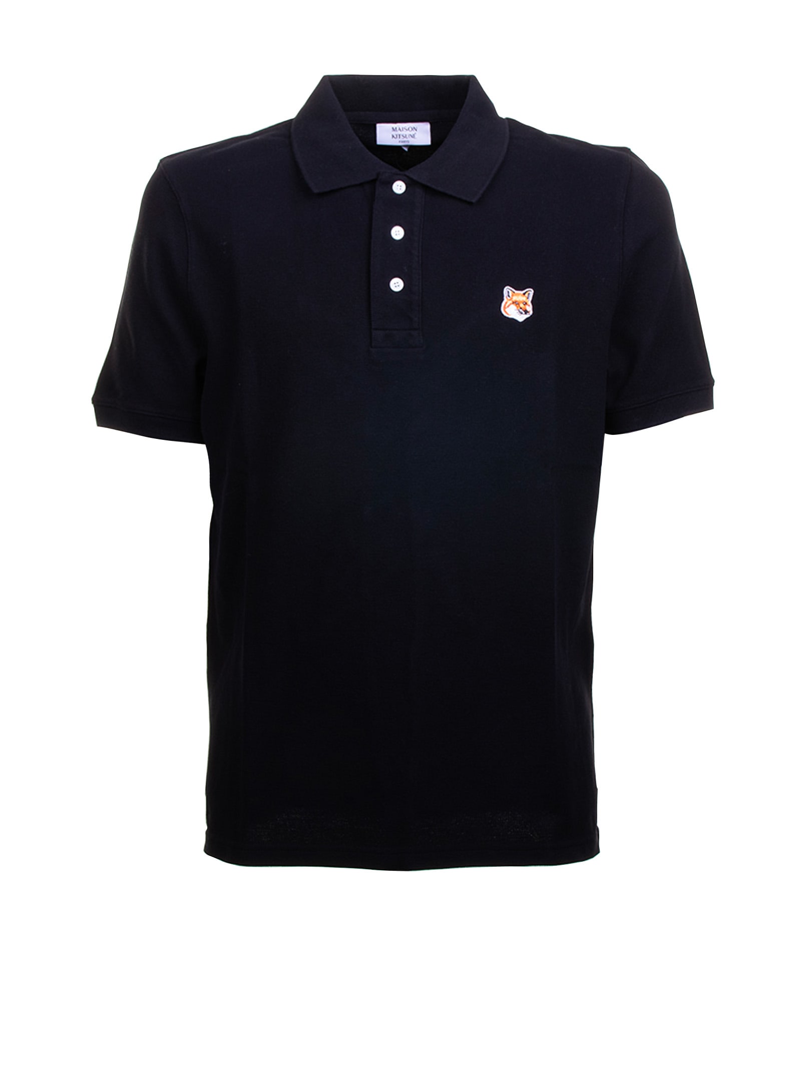 Maison Kitsuné Black Polo Shirt With Logo