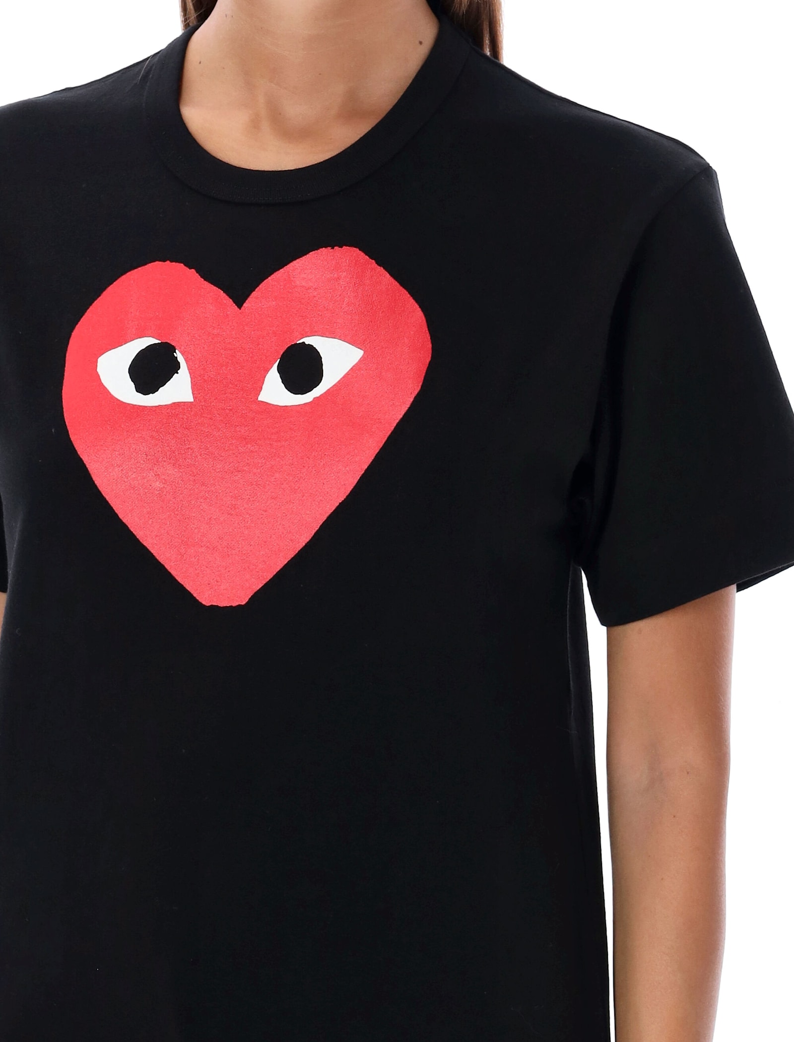 Shop Comme Des Garçons Play Big Heart Print Tee In Black