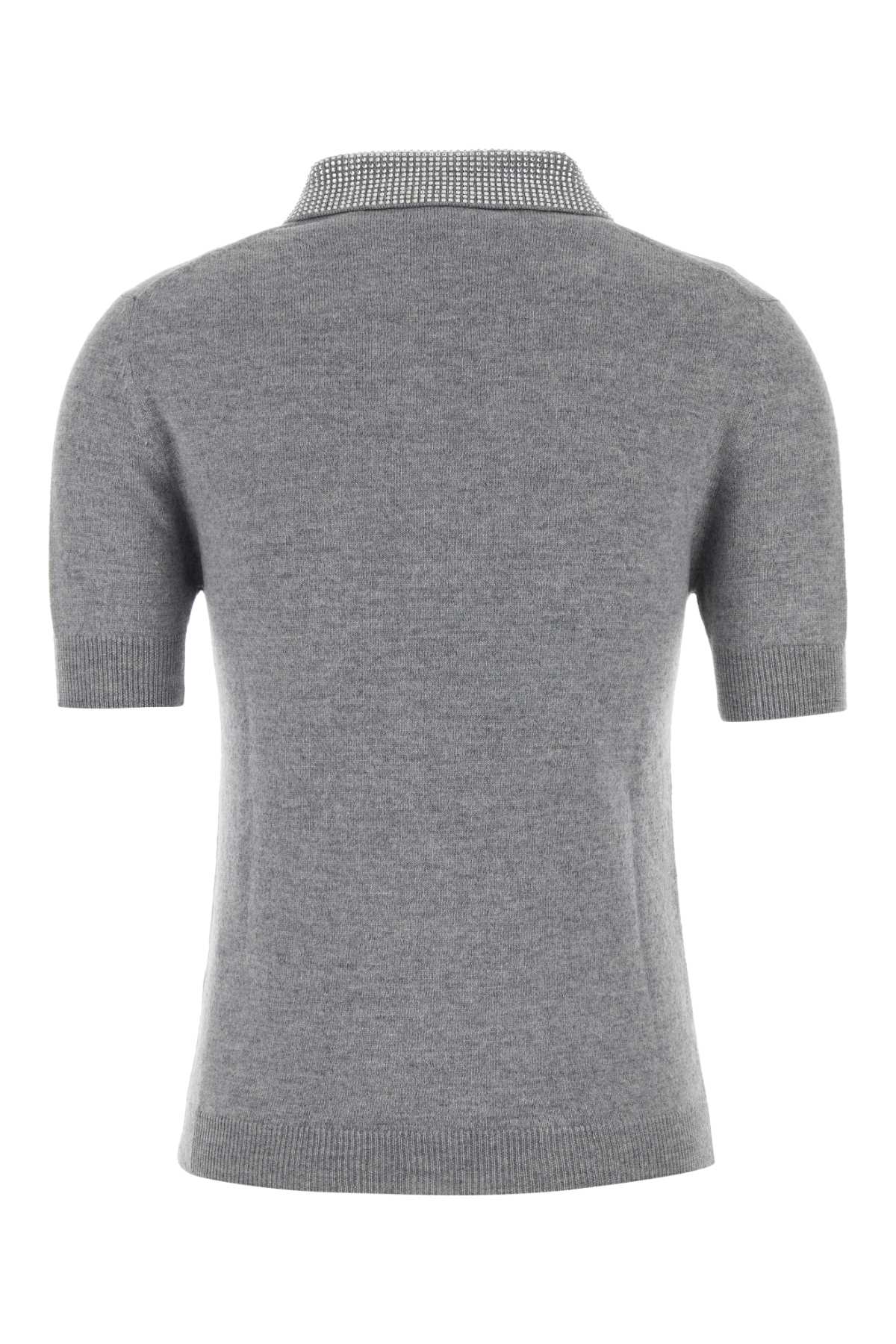 Shop Blumarine Grey Wool Blend Polo Shirt In Wilddove