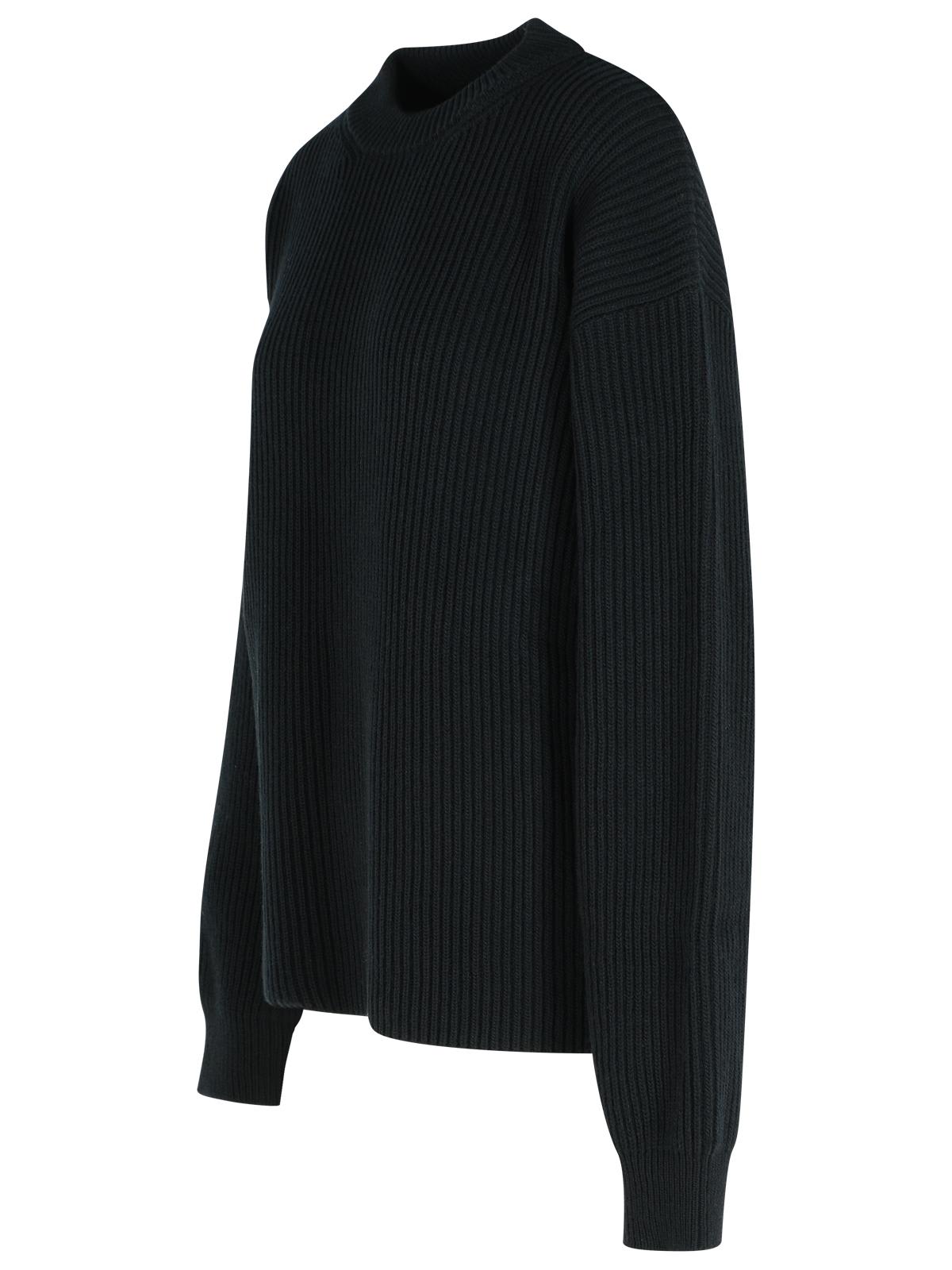 Jil Sander Wool Crew Neck Sweater With Asymmetric Detail In Black