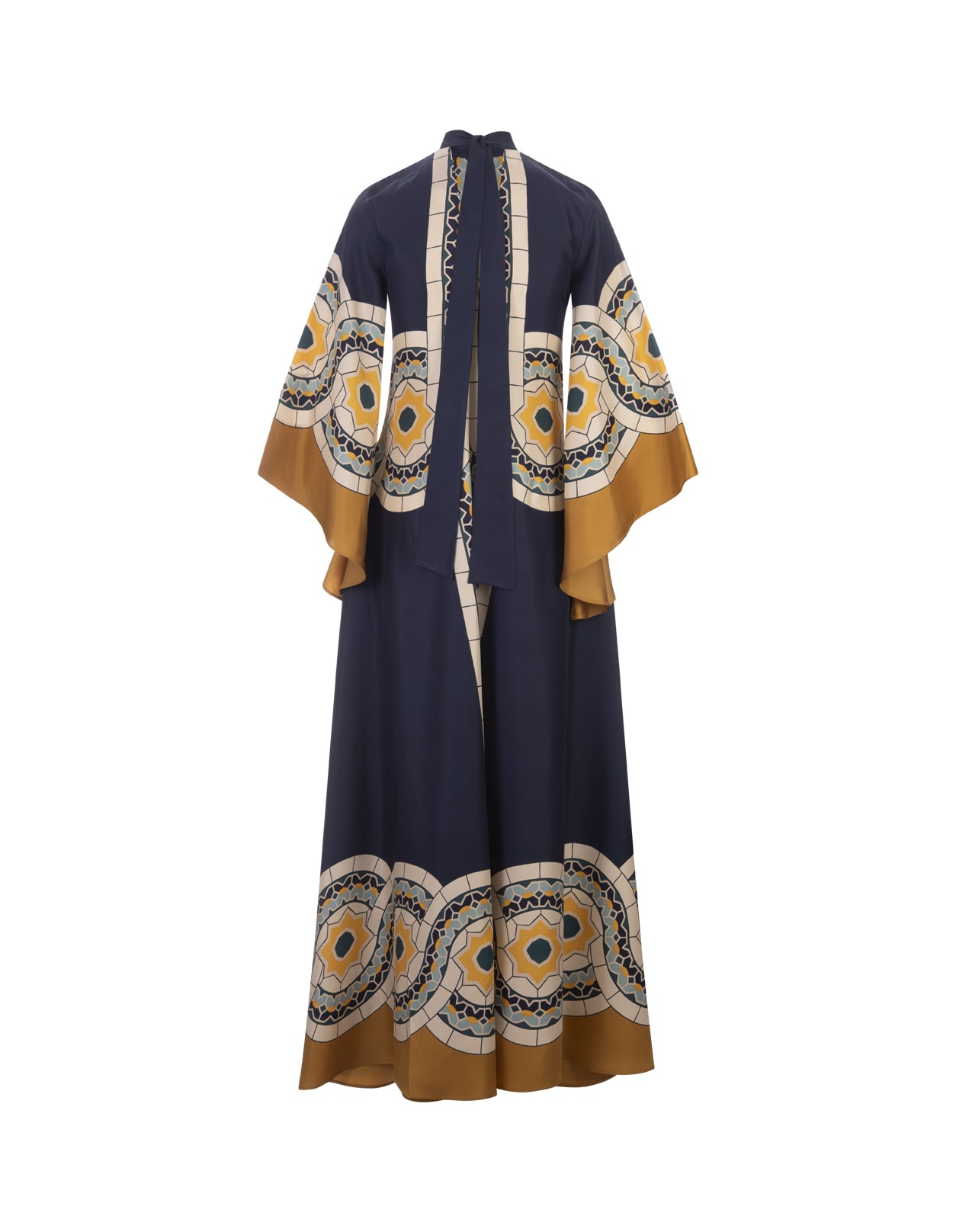 Shop La Doublej Magnifico Dress In Mudejar Placée Blue Silk Twill