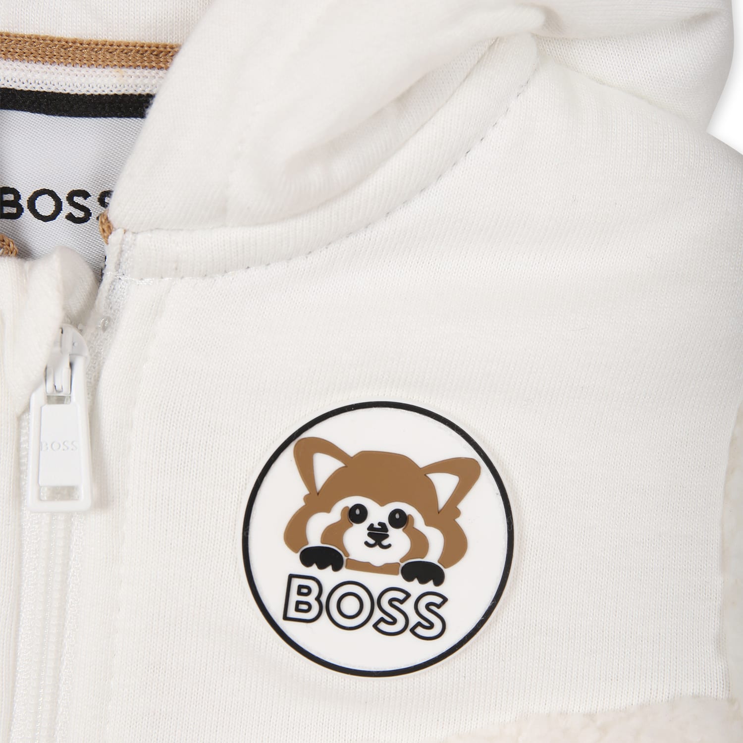 Hugo Boss Ivory Babygrow For Baby Boy With Logo In Ivory