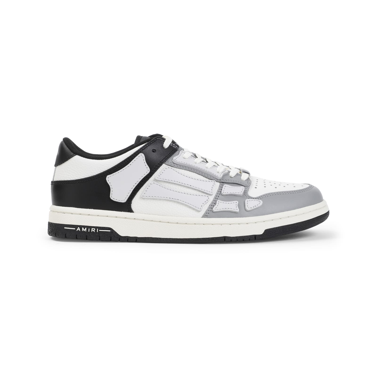 Shop Amiri Two-tone Skel Top Low Sneakers In Black White Grey