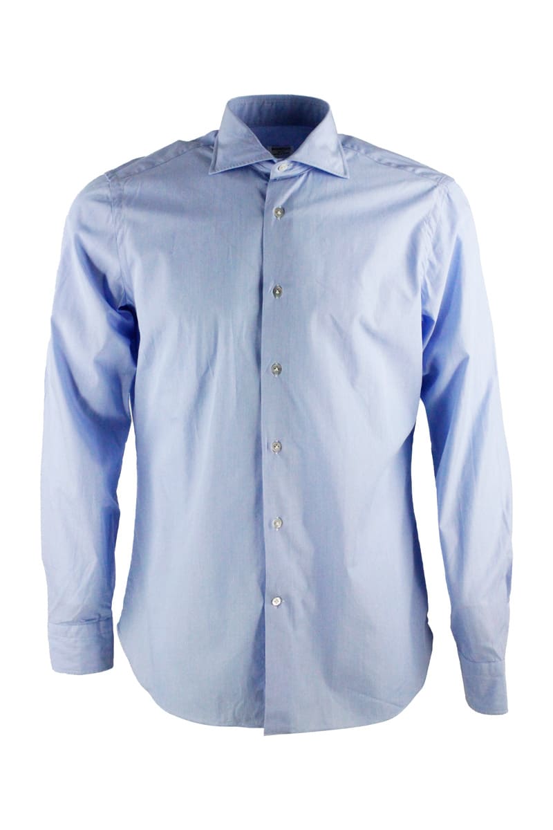 Borriello Napoli Marechiaro Collar Shirt, Hydro Washed With Hand-sewn Mother-of-pearl Buttons