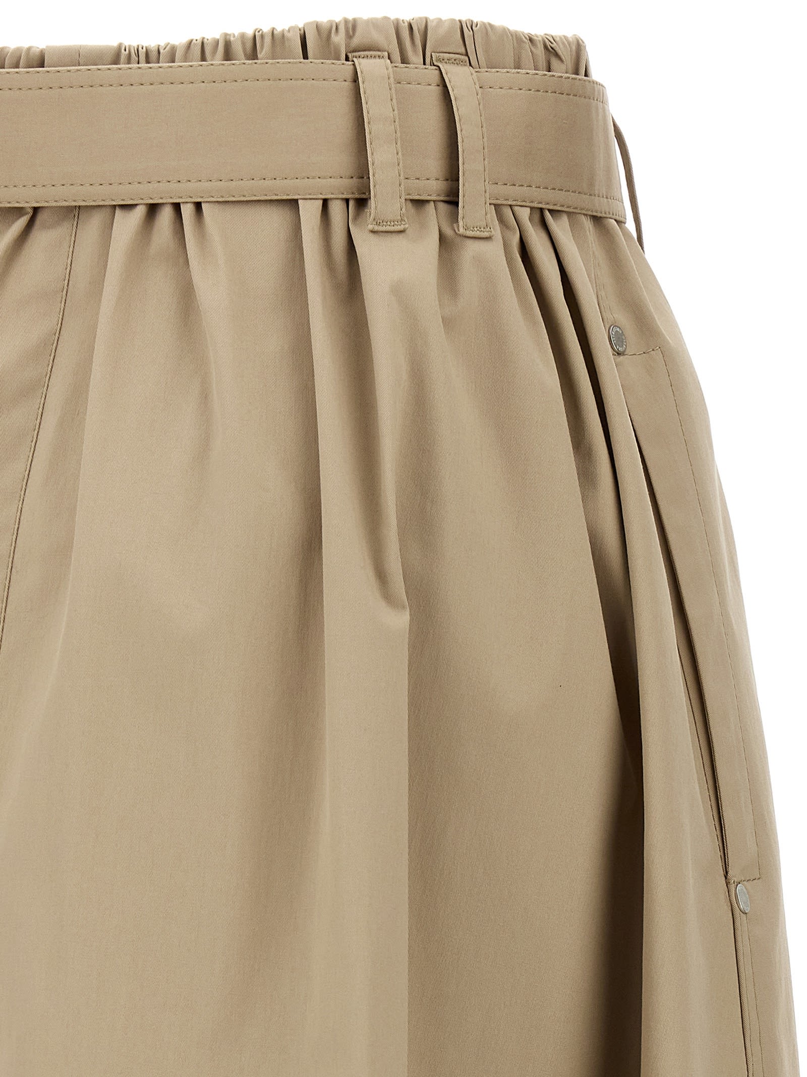 Brunello Cucinelli Cotton Midi Skirt With Elastic Waistband In Brown