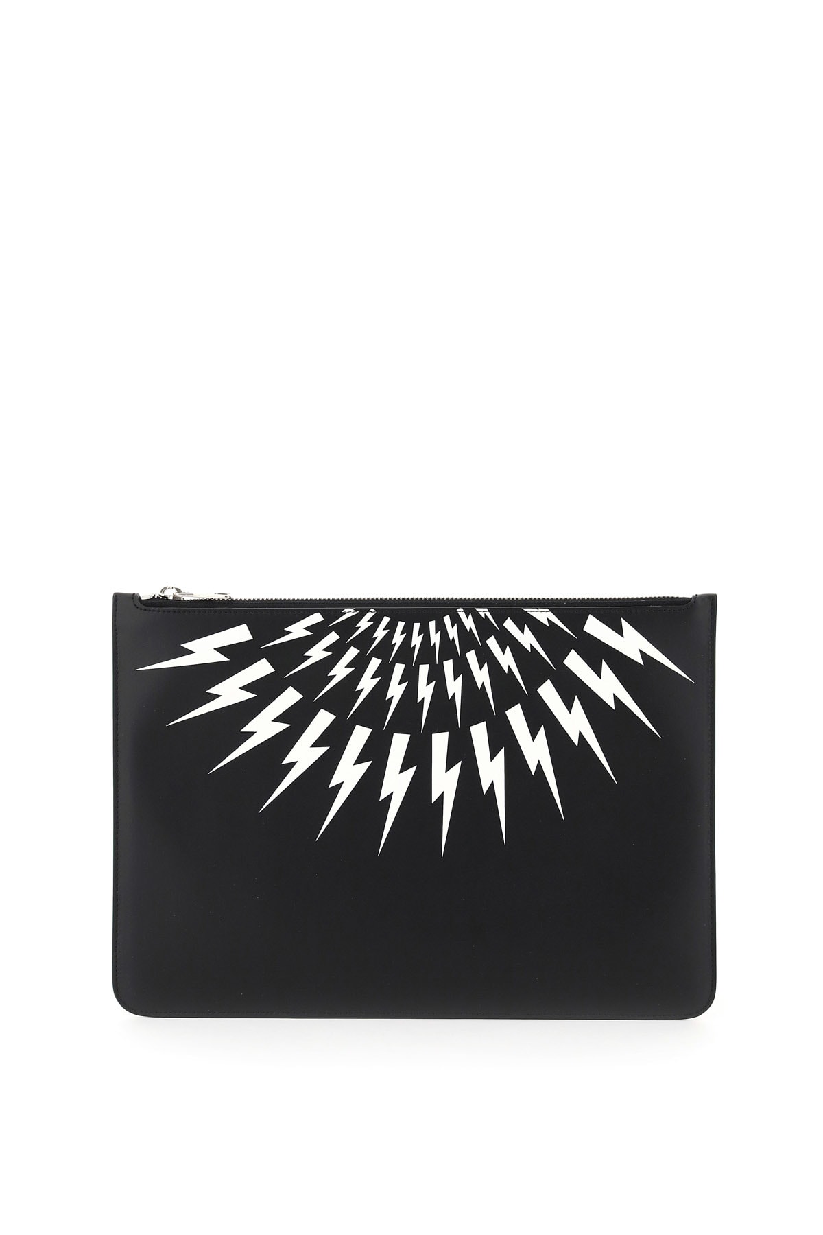 Neil Barrett Pouch With Thunderbolt Print In Nero