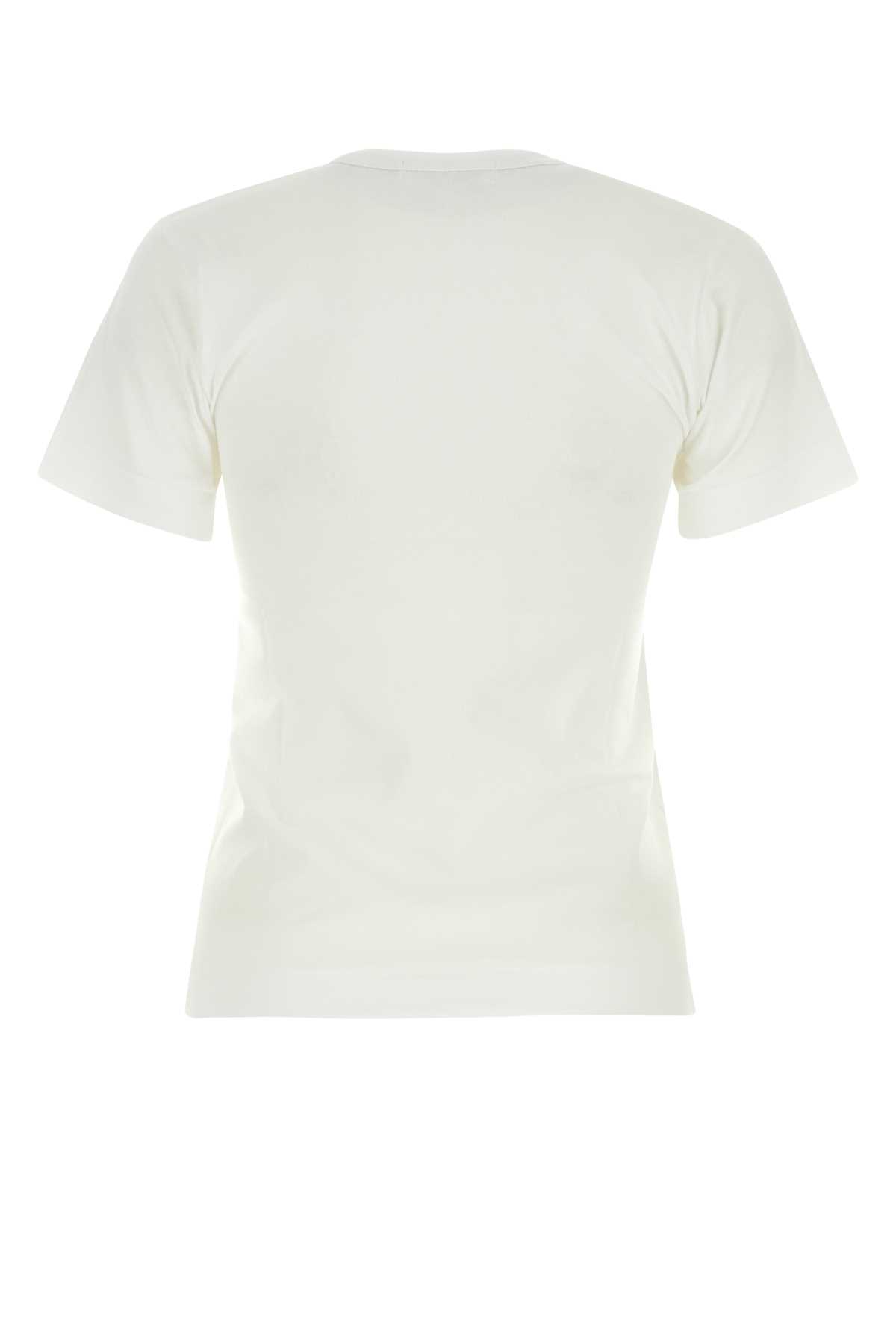 Shop Comme Des Garçons Play White Cotton T-shirt In Whtred