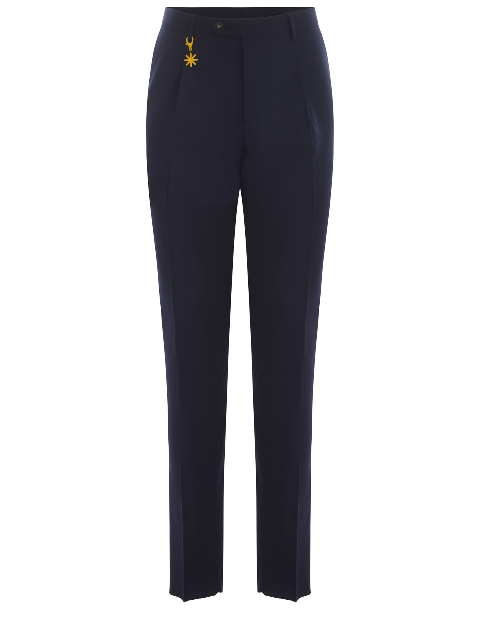 Shop Manuel Ritz Trousers  Made Of Wool Canvas In Blu