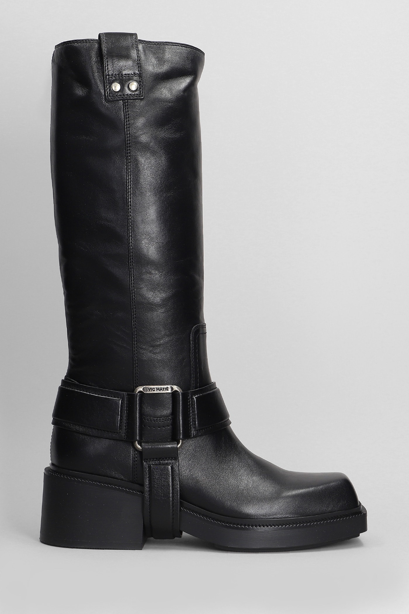 Vic Matié Pampas High Heels Boots In Black Leather