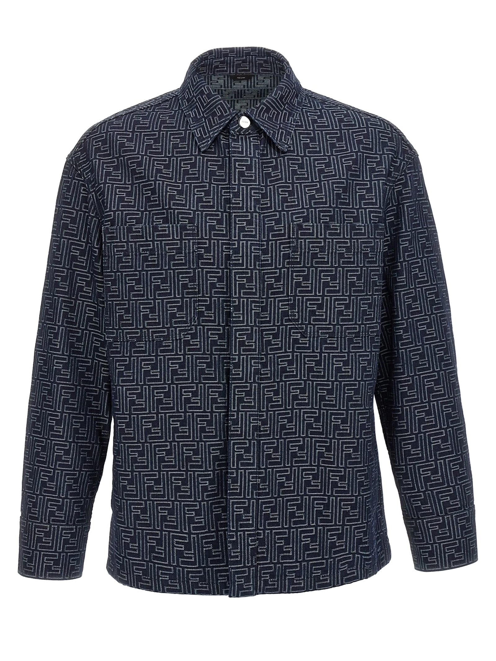 Fendi Giubbino In Denim Ricamato Uomo In Blue