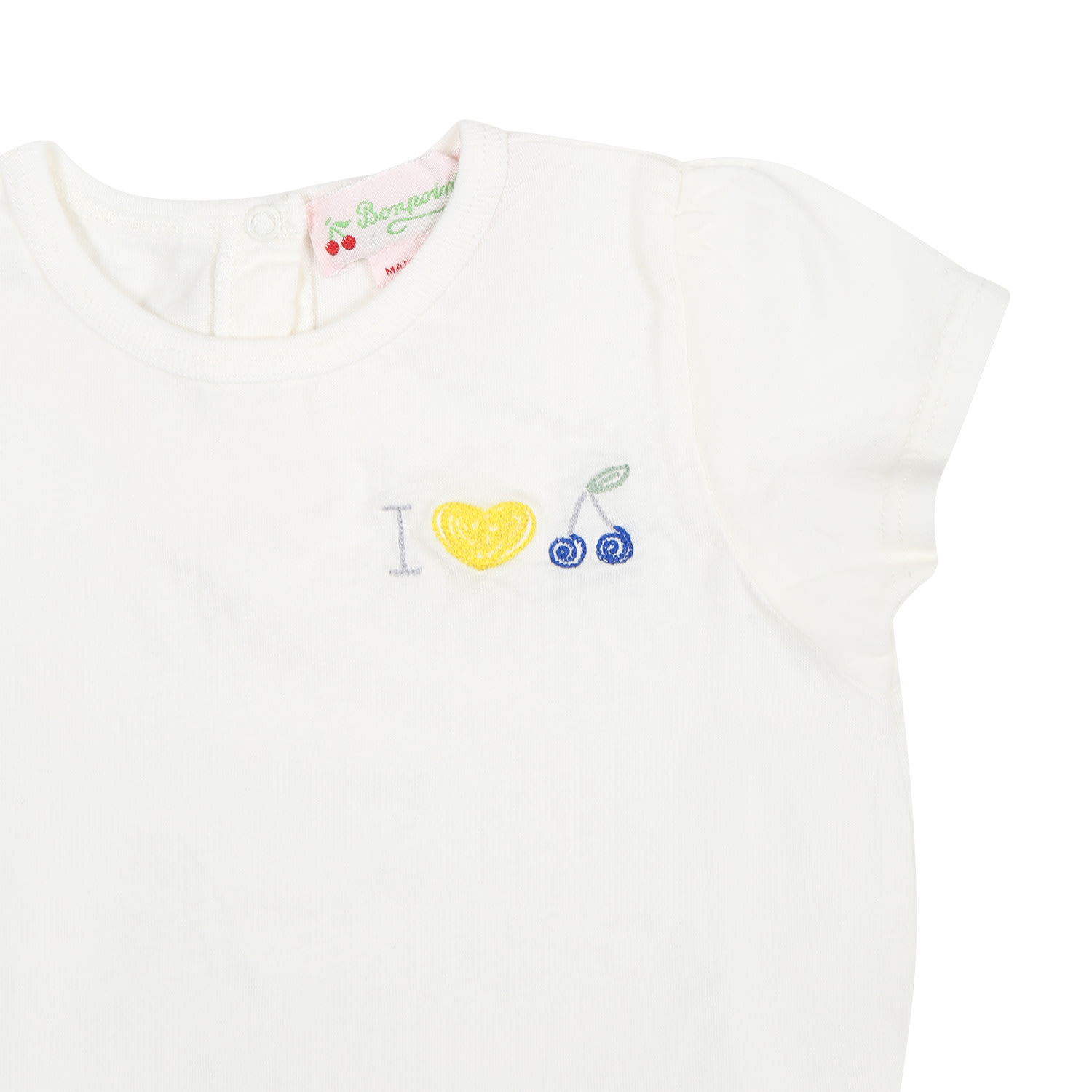 Shop Bonpoint White T-shirt For Baby Girl With Embroidery