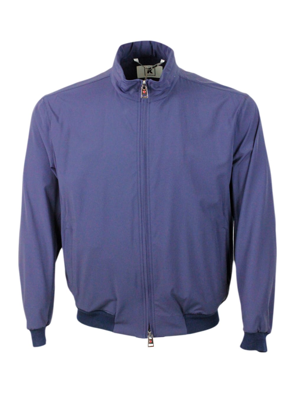 Shop Kired Lightweight Bomber Jacket In Special Stretch Technical Fabric With Standing Collar And Concealed Hoo In Blu