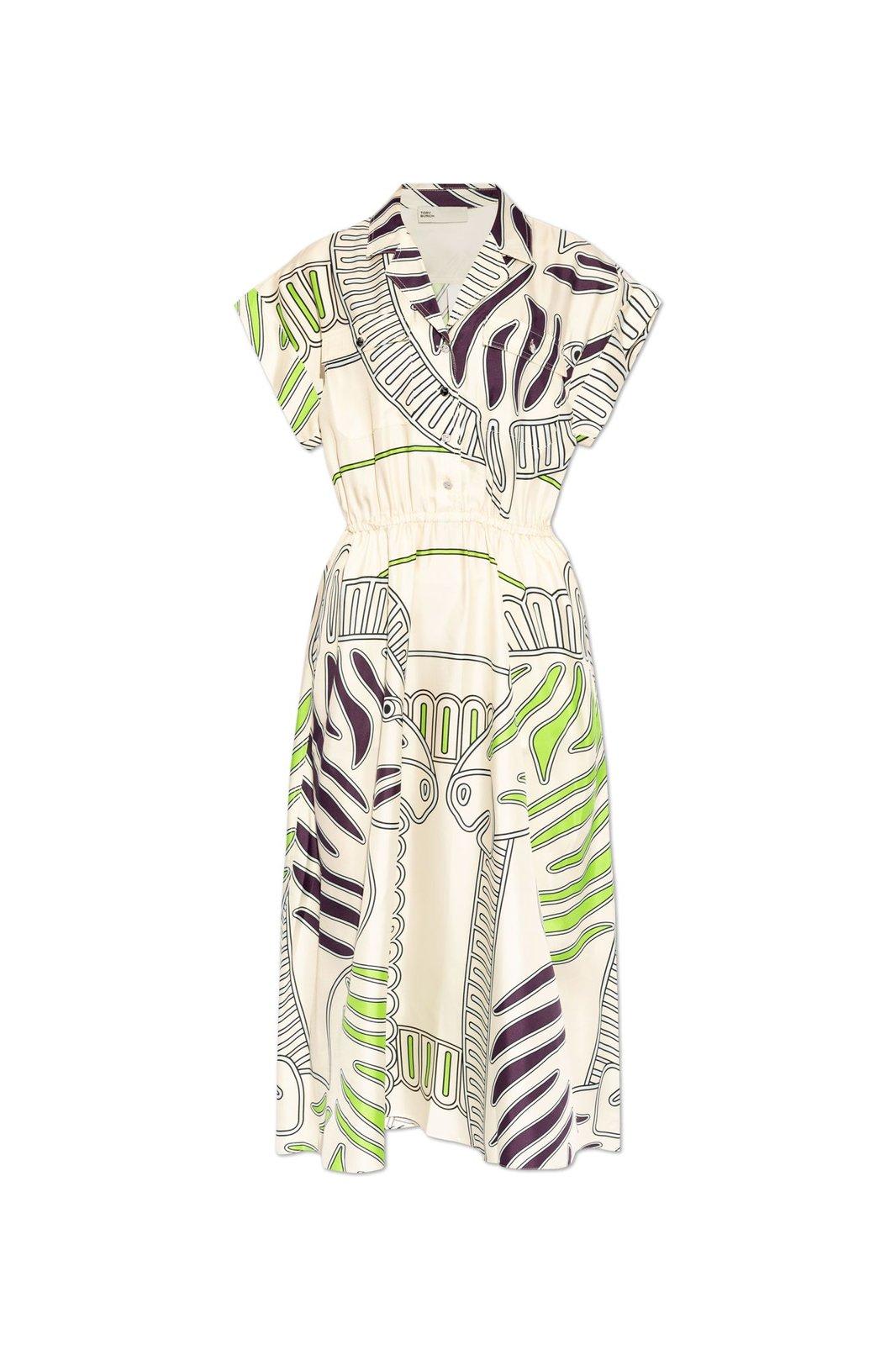 Shop Tory Burch Pattern Midi Shirt Dress In Multicolour