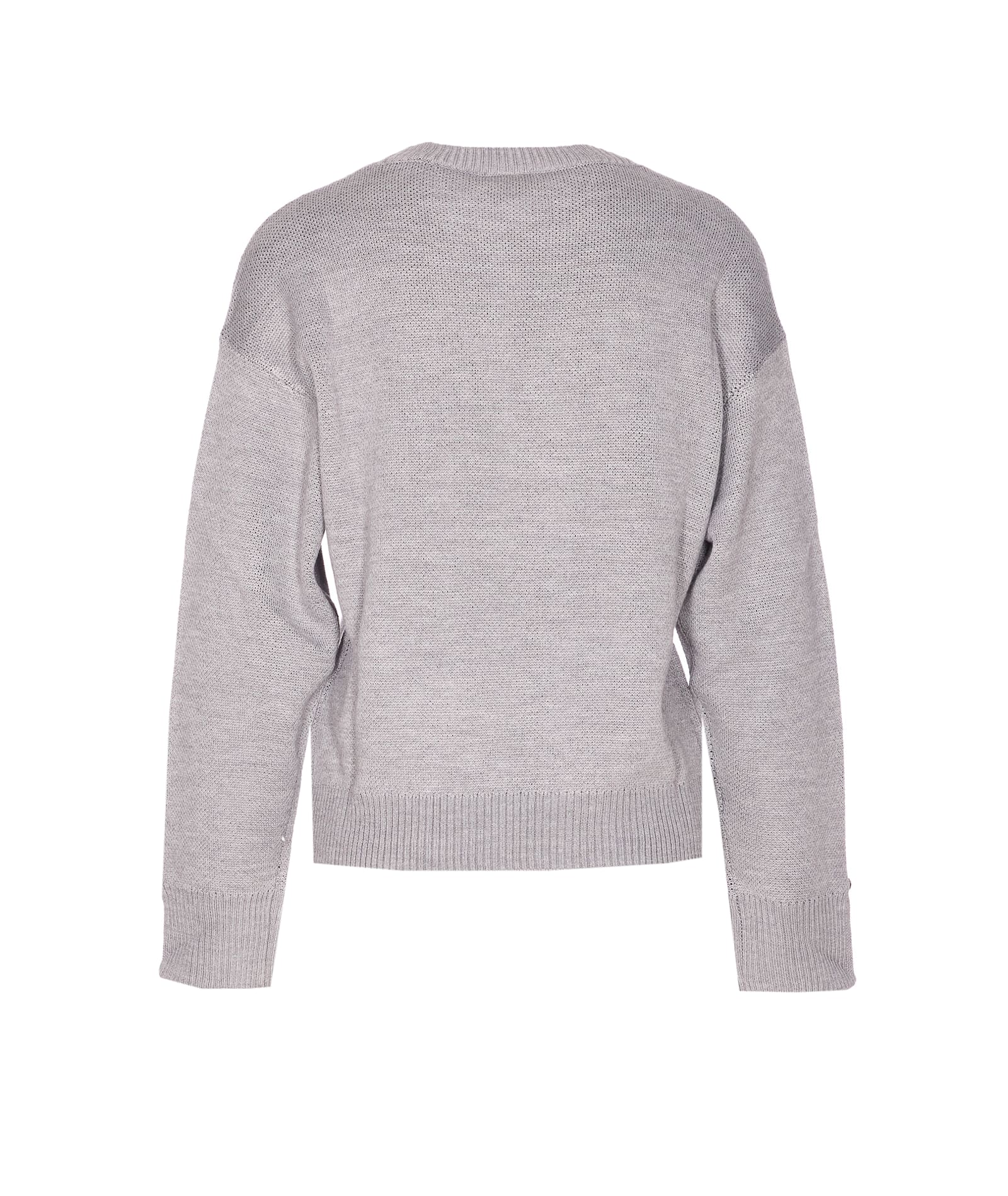 Liu •jo Jacquard-logo Crew-neck Sweater In Gray