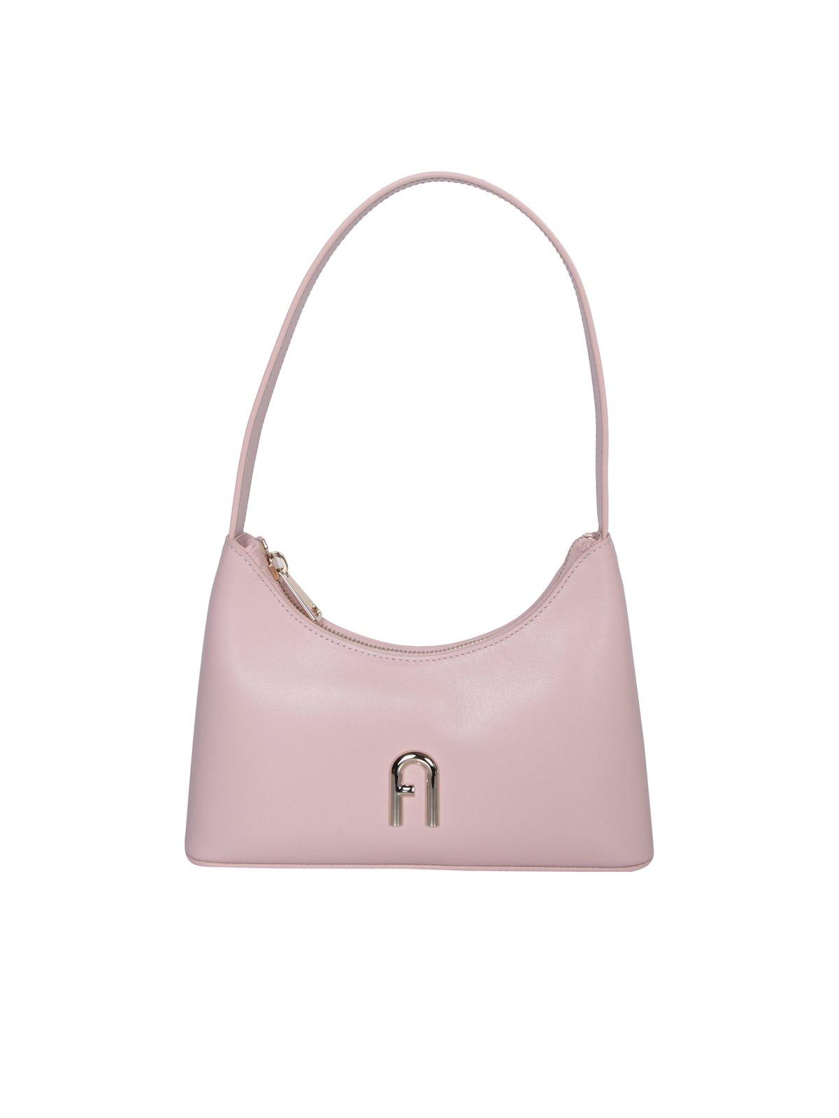 Shop Furla Diamante Logo Plaque Mini Shoulder Bag In Pink
