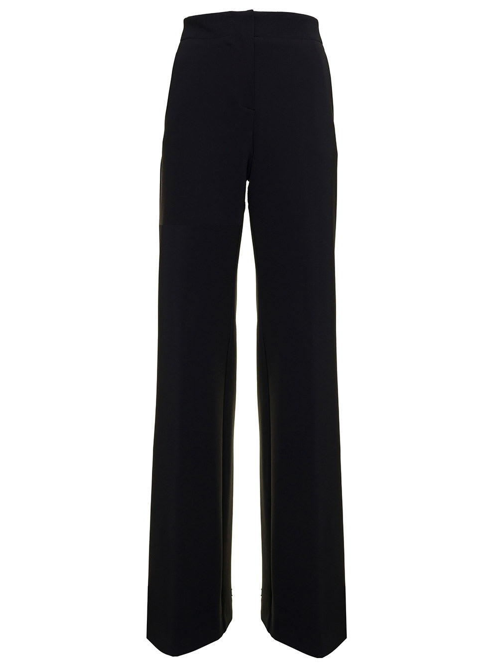 Pinko Dattero Crepe Wide-leg Trousers In Nero